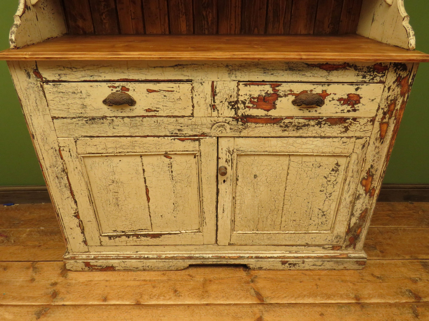 Old Pine Kitchen Dresser with Chippy Paint Finish