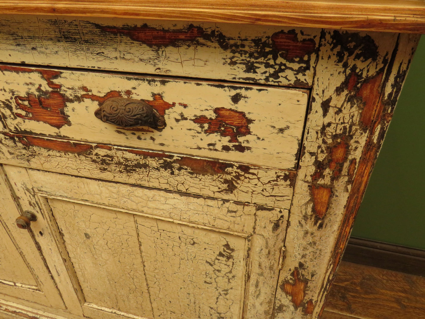 Old Pine Kitchen Dresser with Chippy Paint Finish
