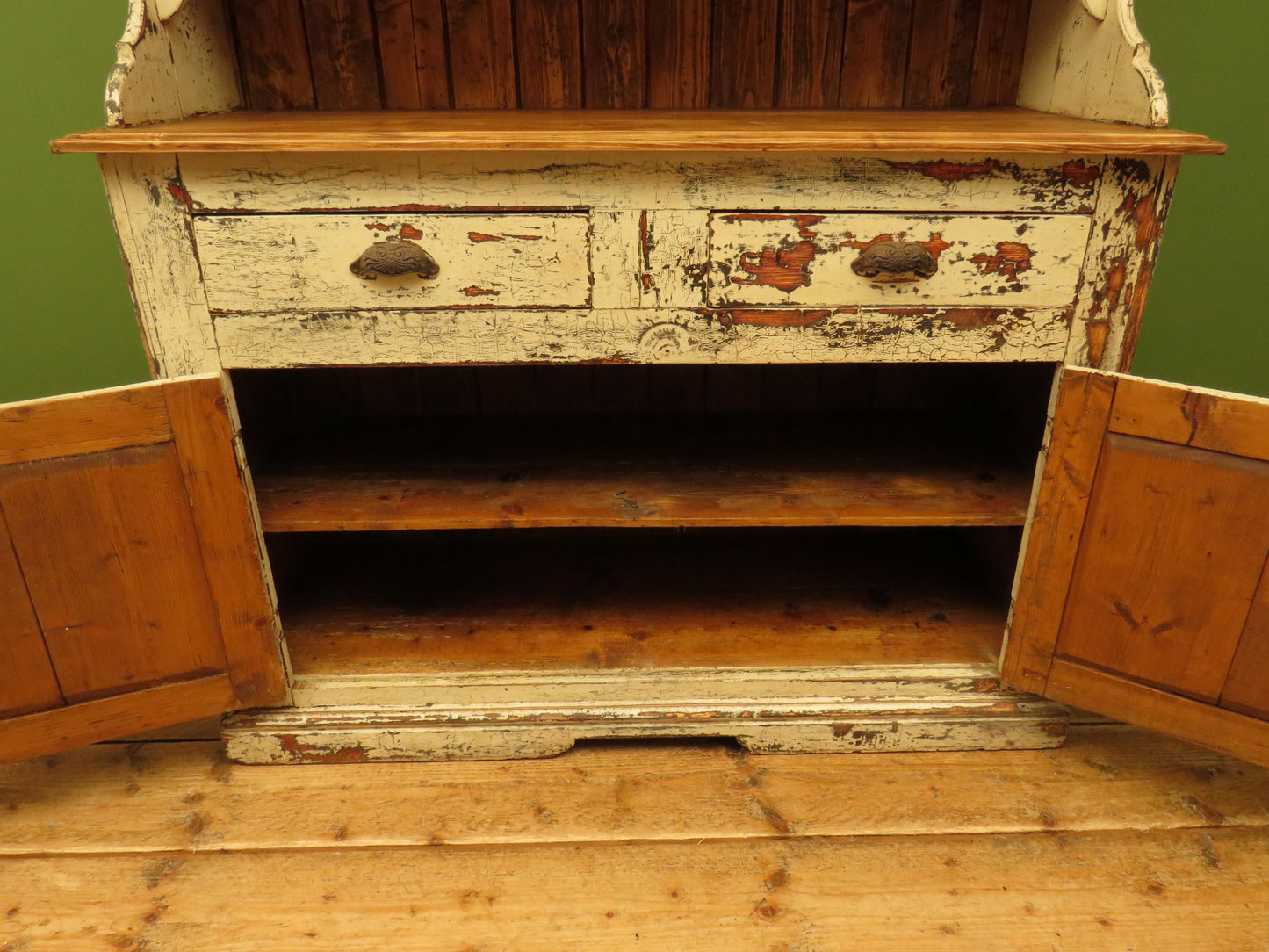 Old Pine Kitchen Dresser with Chippy Paint Finish