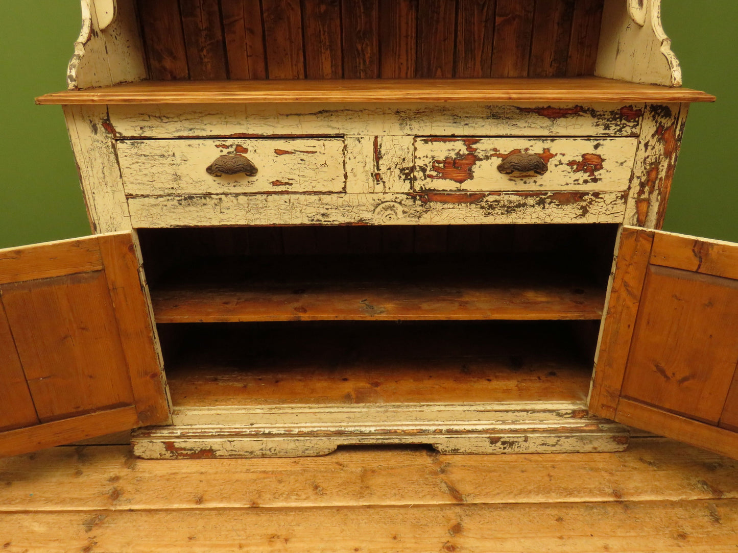Old Pine Kitchen Dresser with Chippy Paint Finish