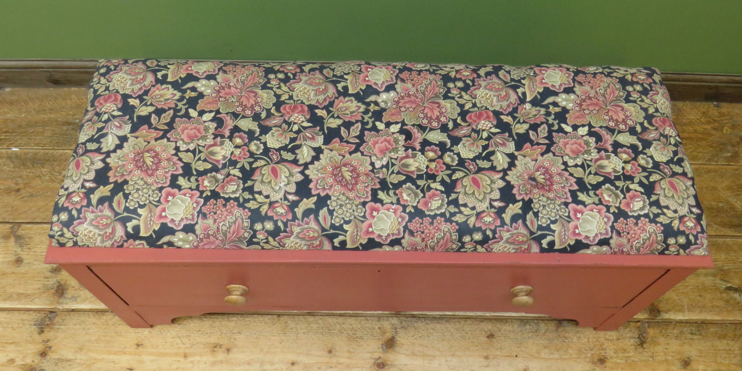 Bloomsbury Style Painted Storage Seat Ottoman with Floral Upholstery