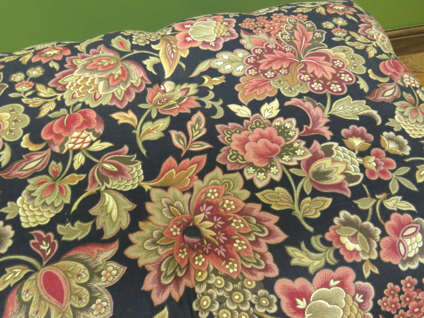 Bloomsbury Style Painted Storage Seat Ottoman with Floral Upholstery