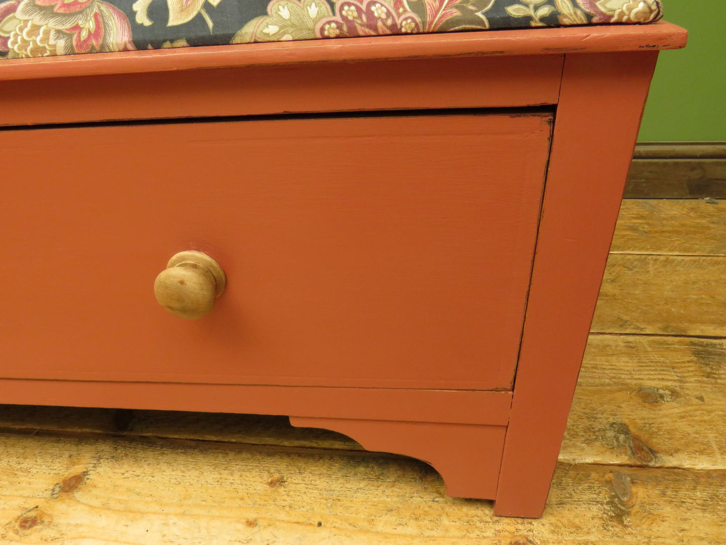 Bloomsbury Style Painted Storage Seat Ottoman with Floral Upholstery