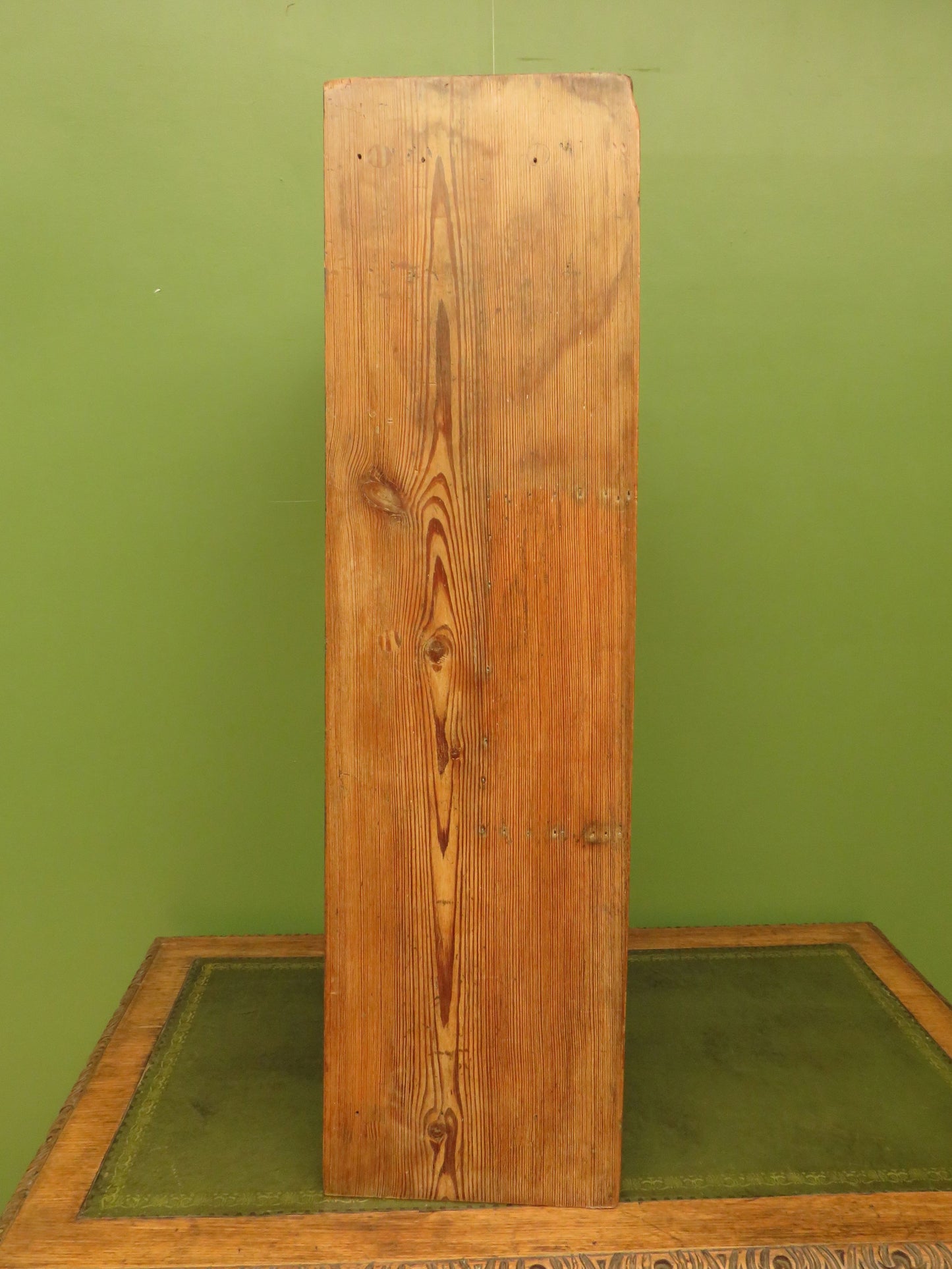 Antique Pine Wall Shelf with Coat Hooks