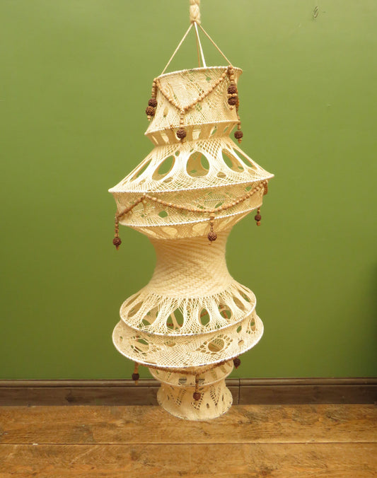 True Vintage 1970s Boho Macrame Lampshade from India