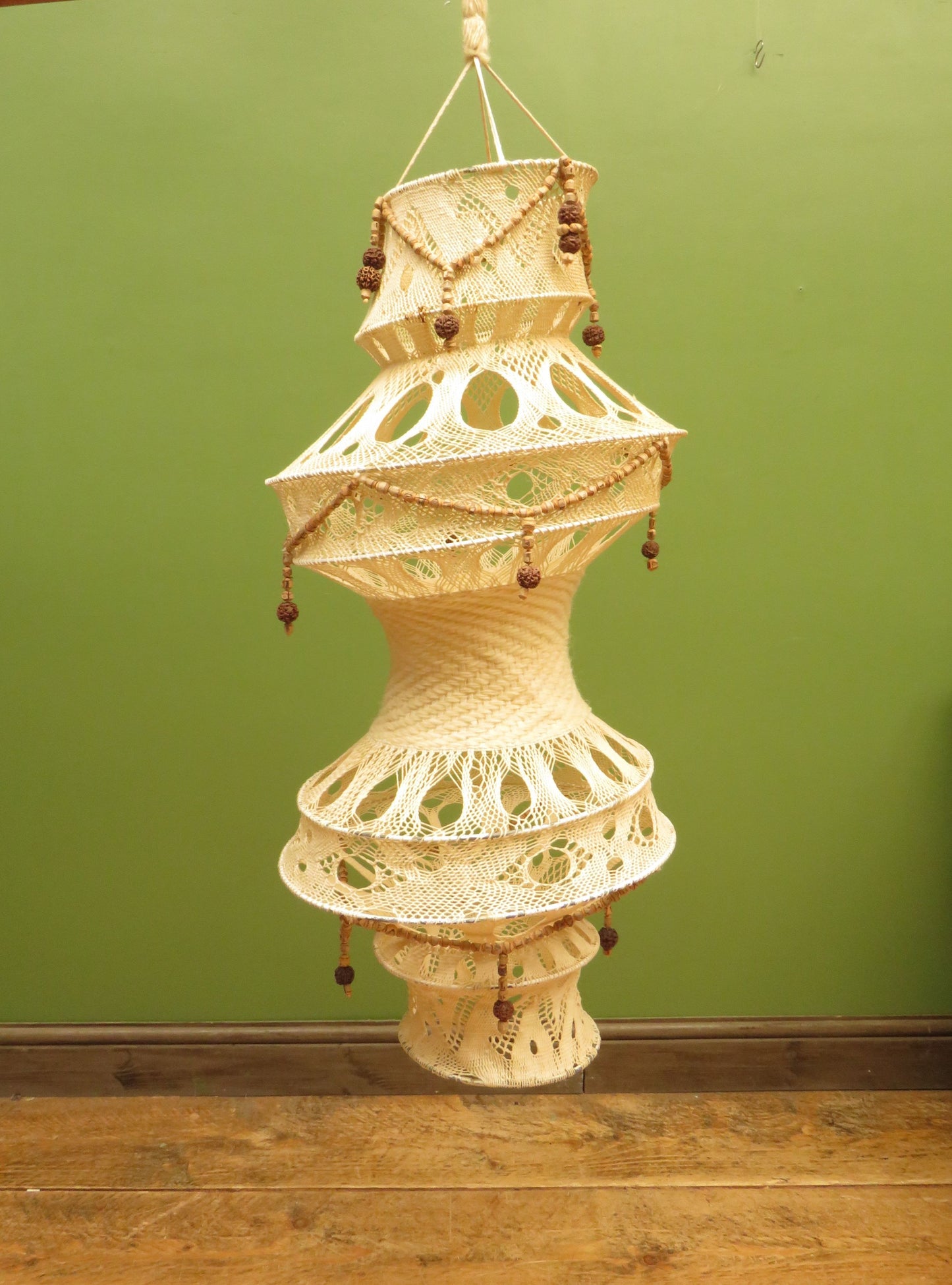 True Vintage 1970s Boho Macrame Lampshade from India