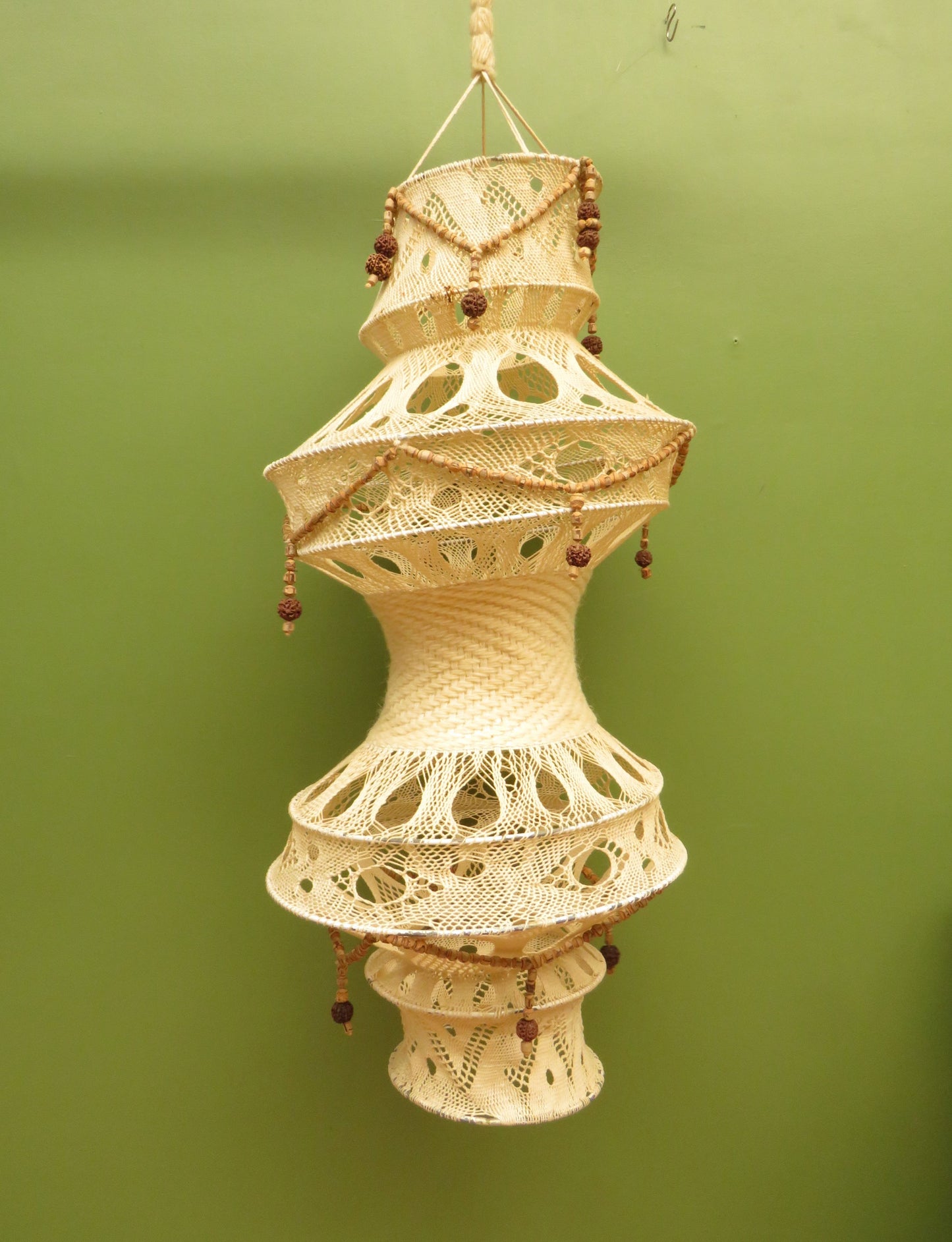 True Vintage 1970s Boho Macrame Lampshade from India