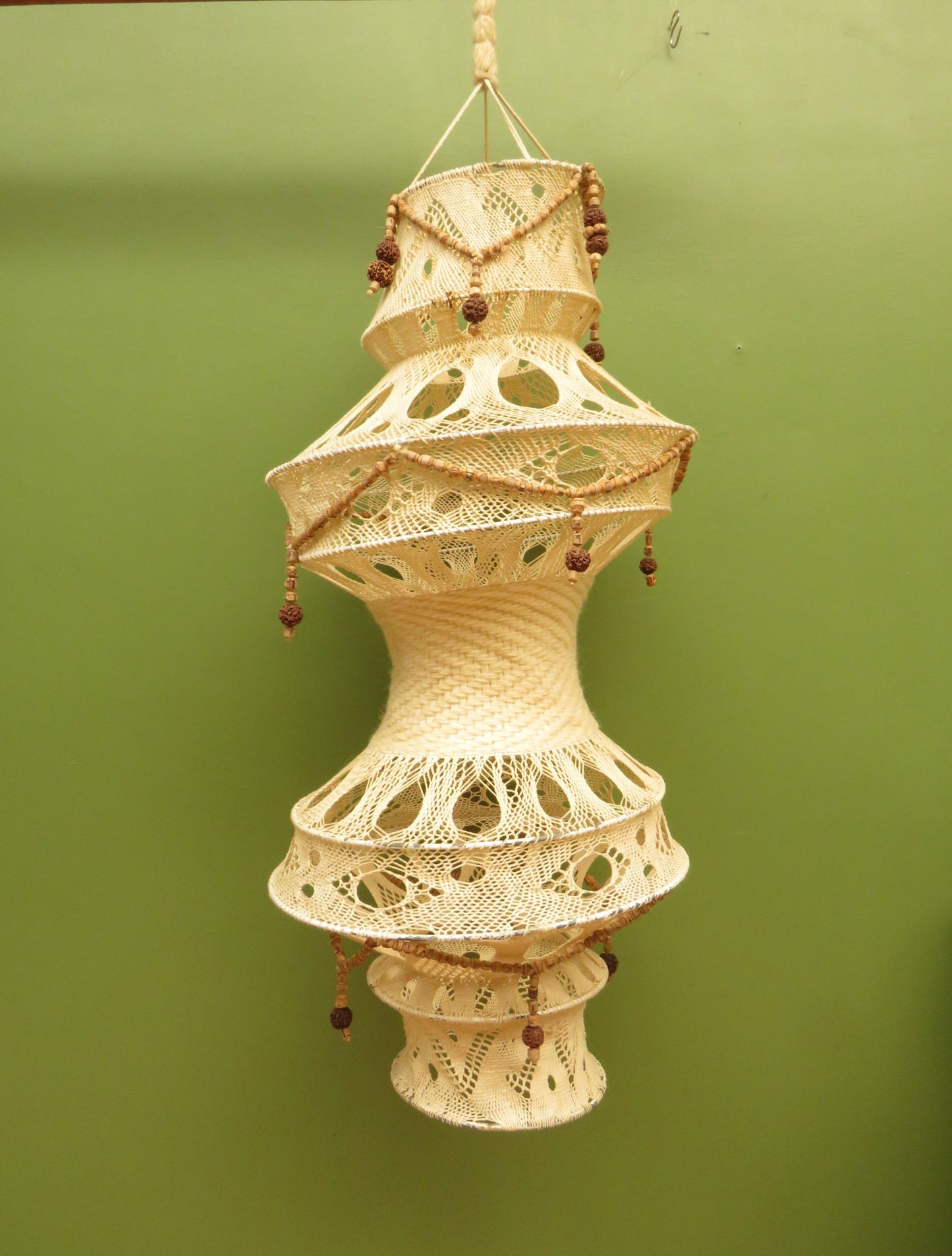True Vintage 1970s Boho Macrame Lampshade from India