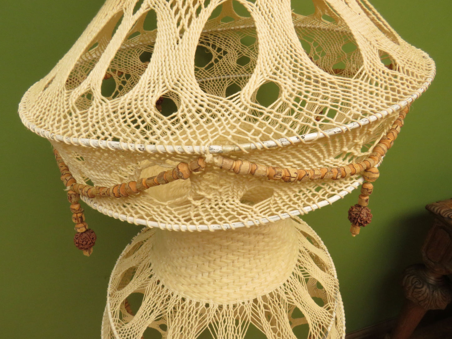True Vintage 1970s Boho Macrame Lampshade from India