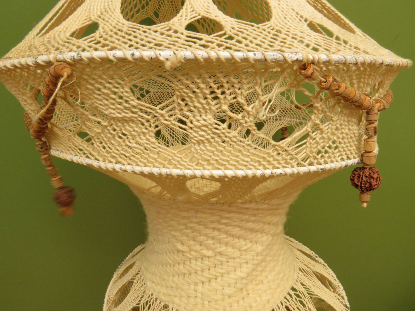 True Vintage 1970s Boho Macrame Lampshade from India