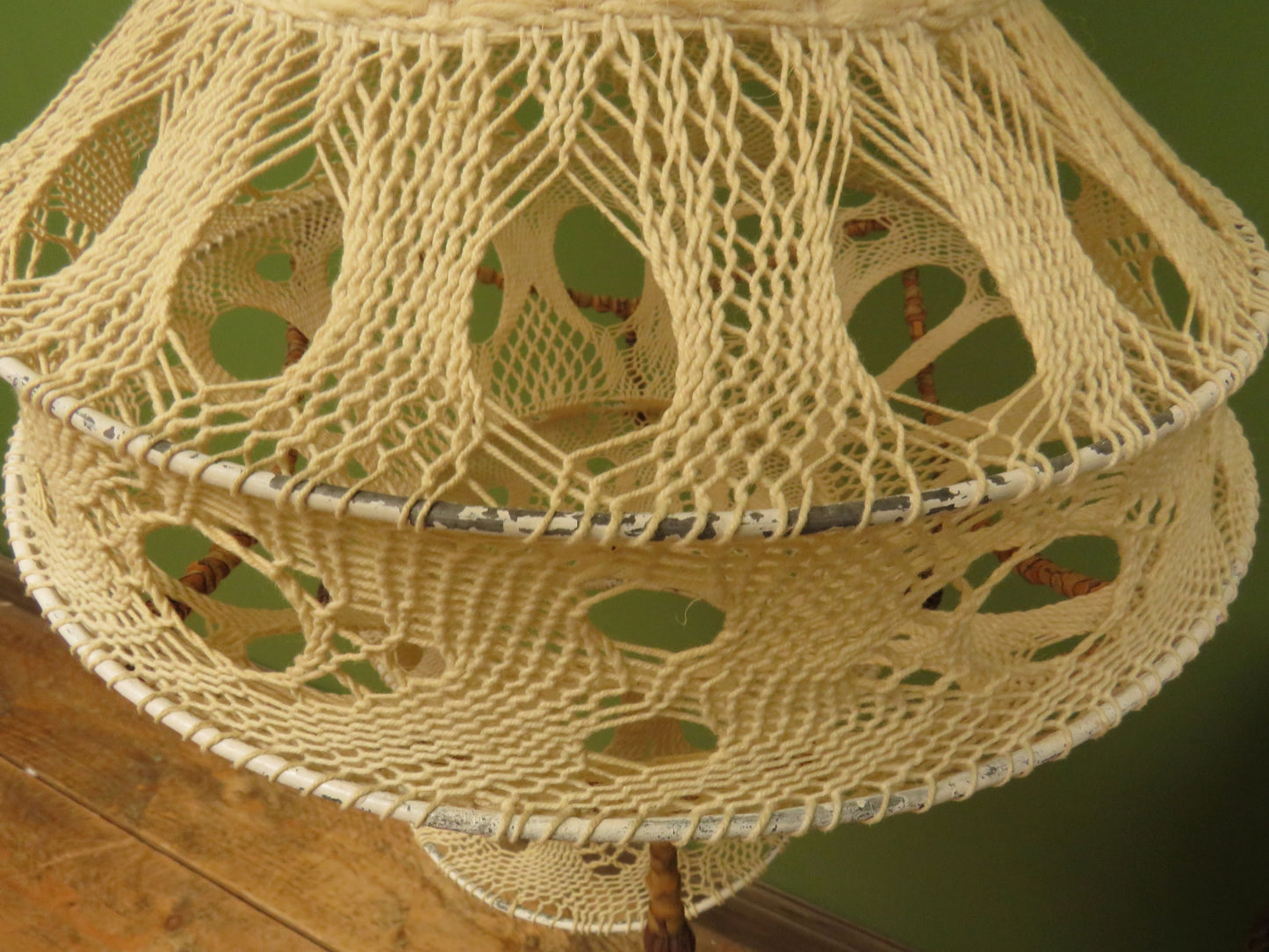True Vintage 1970s Boho Macrame Lampshade from India