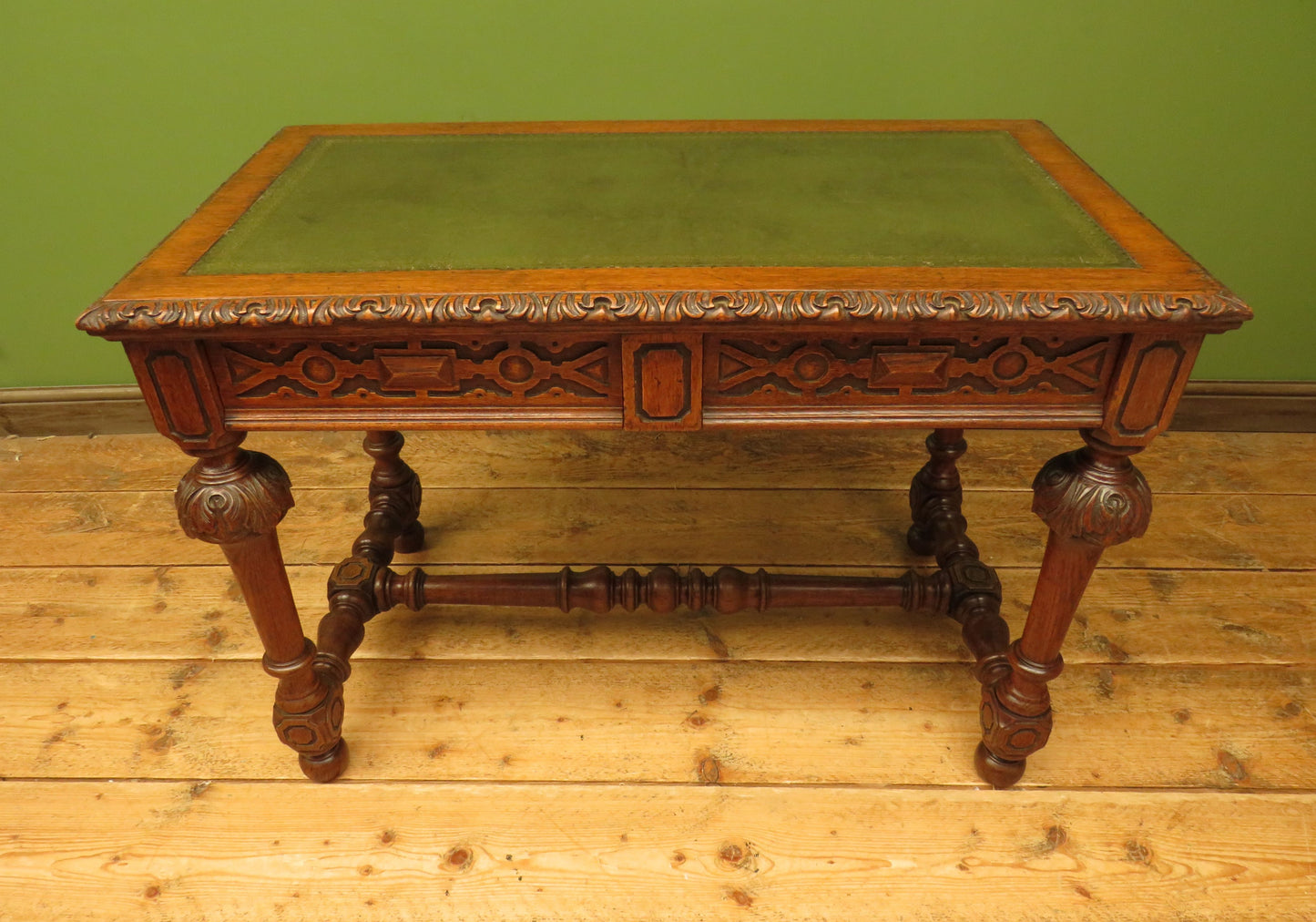 Restored French Polished Oak Writing Table