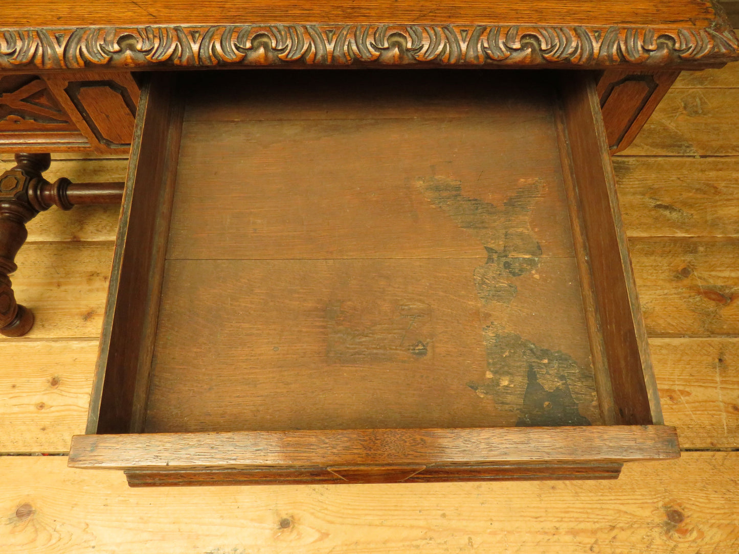 Restored French Polished Oak Writing Table