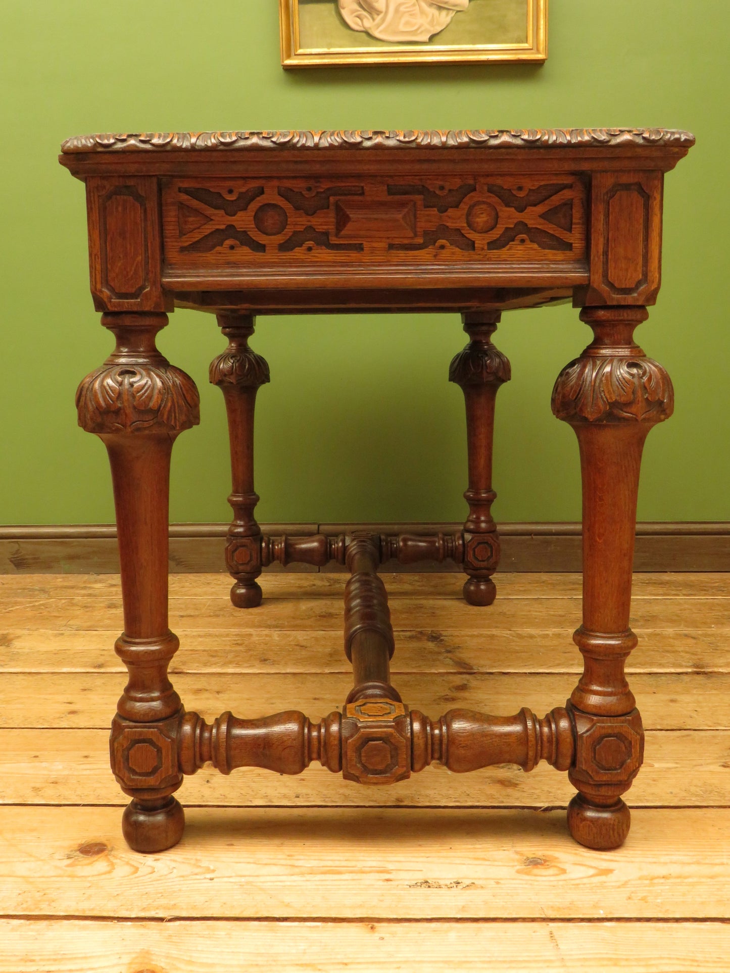 Restored French Polished Oak Writing Table