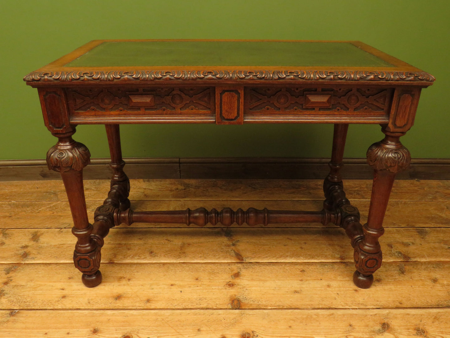 Restored French Polished Oak Writing Table
