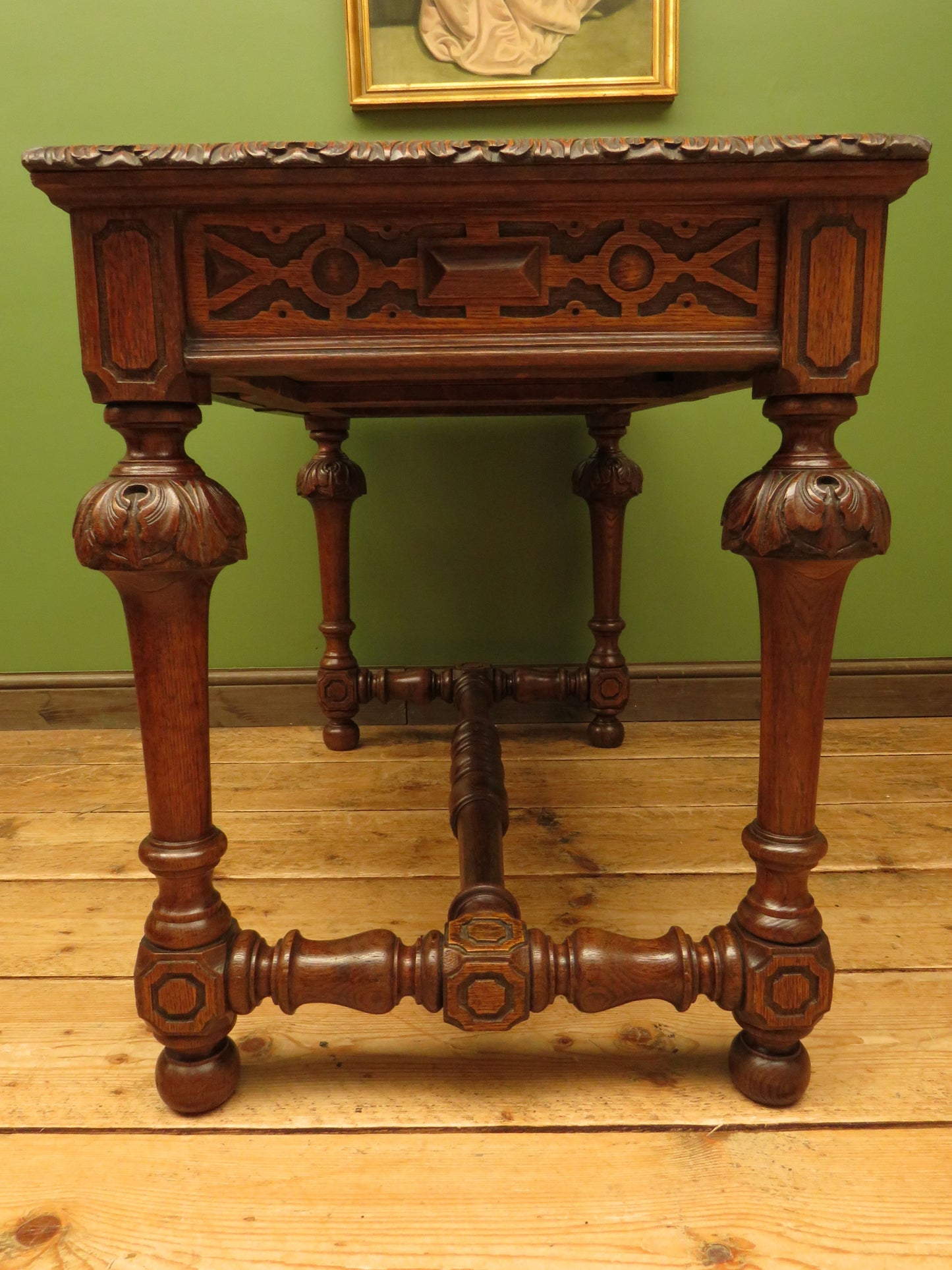 Restored French Polished Oak Writing Table