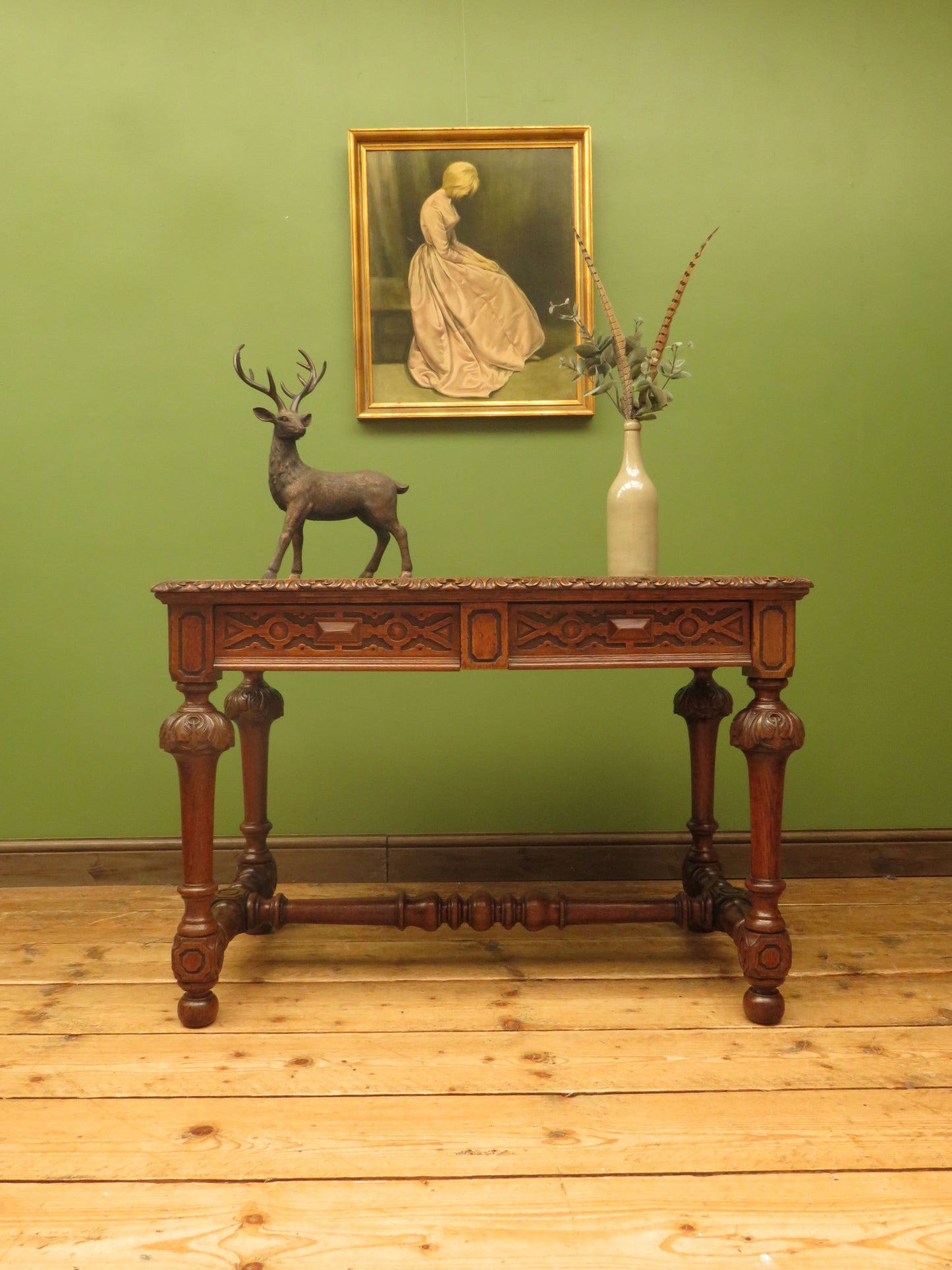 Restored French Polished Oak Writing Table