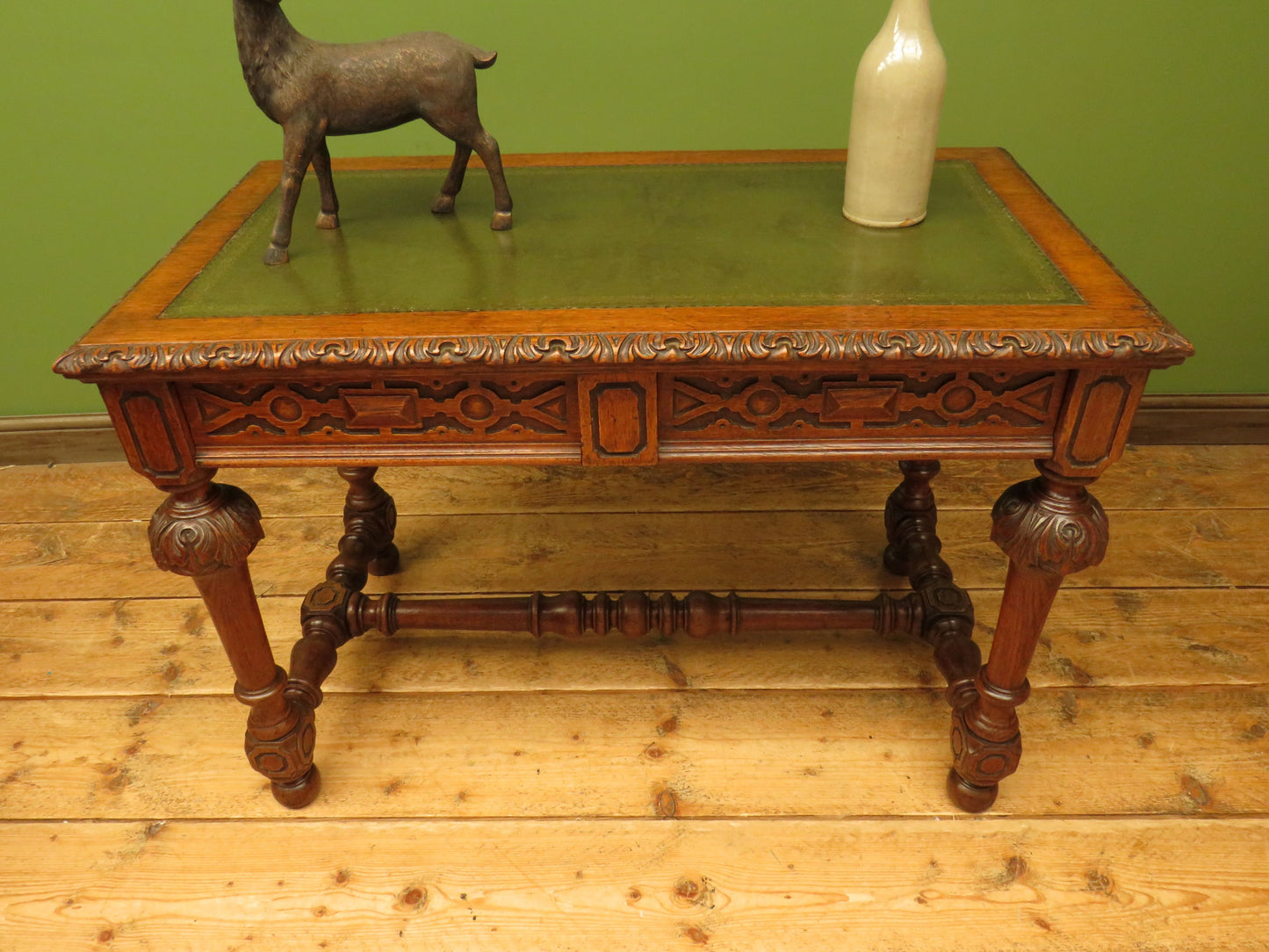 Restored French Polished Oak Writing Table