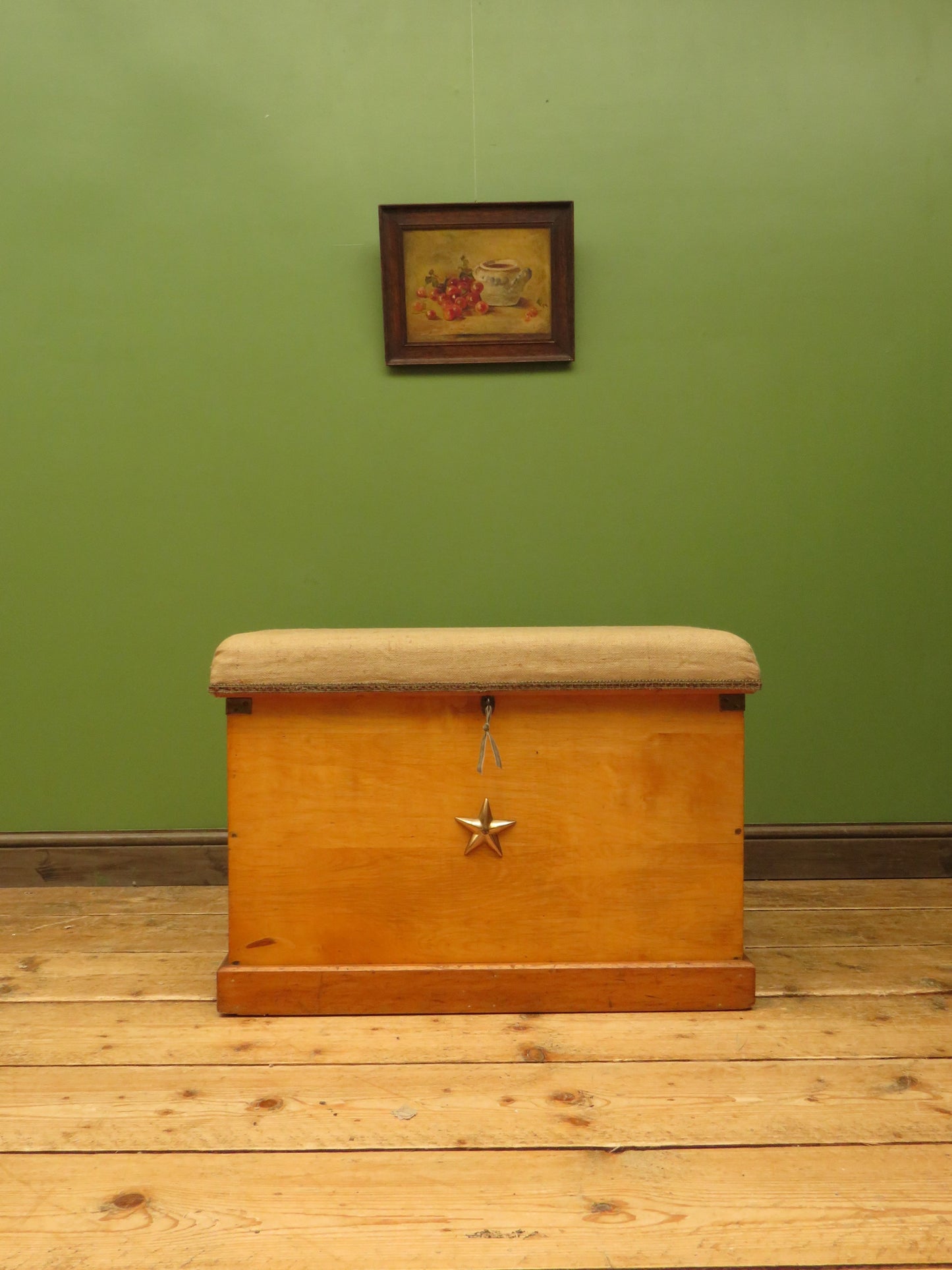 Nautical Blanket Box Storage Chest with Hessian Cushioned Top