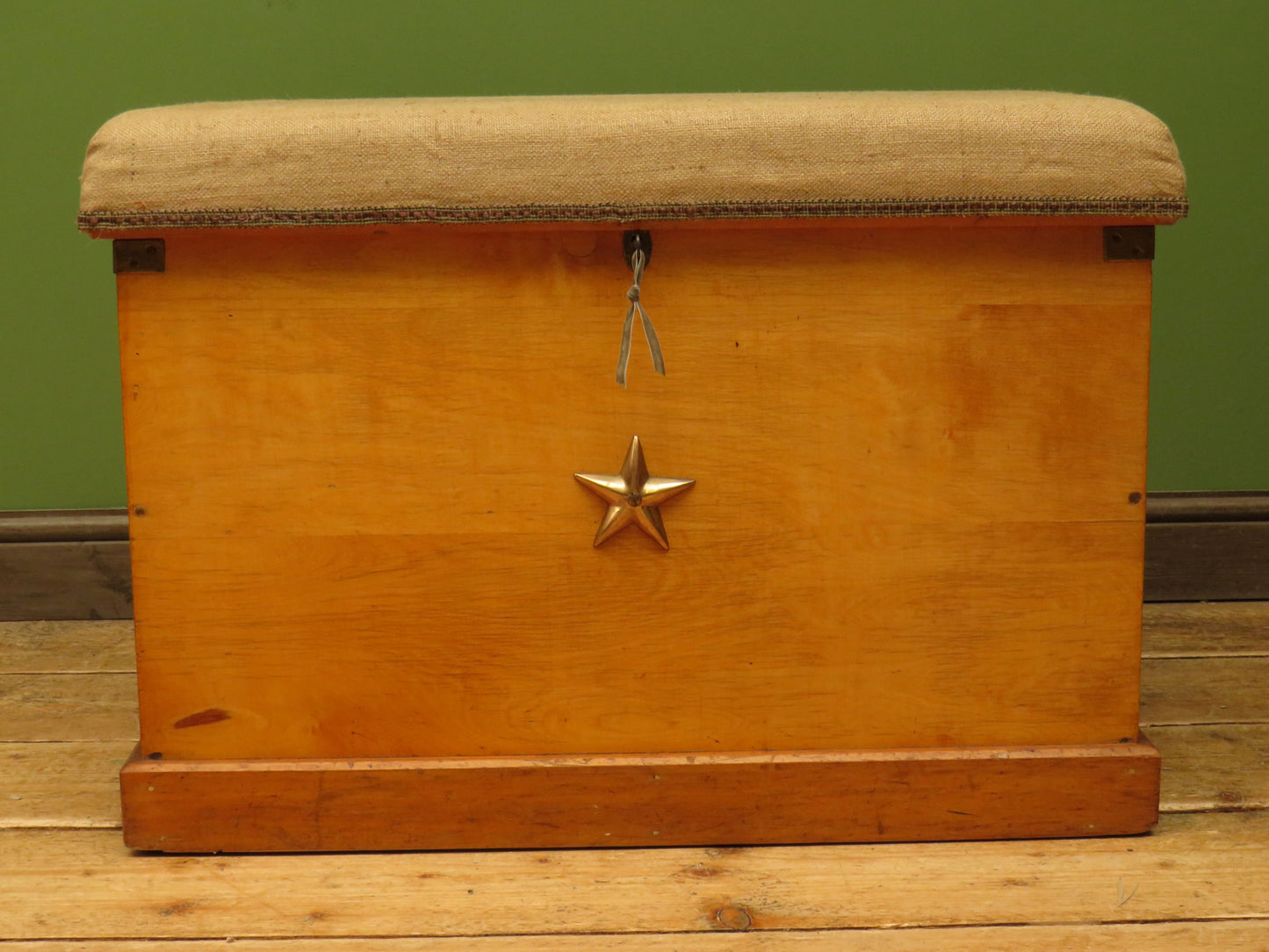 Nautical Blanket Box Storage Chest with Hessian Cushioned Top