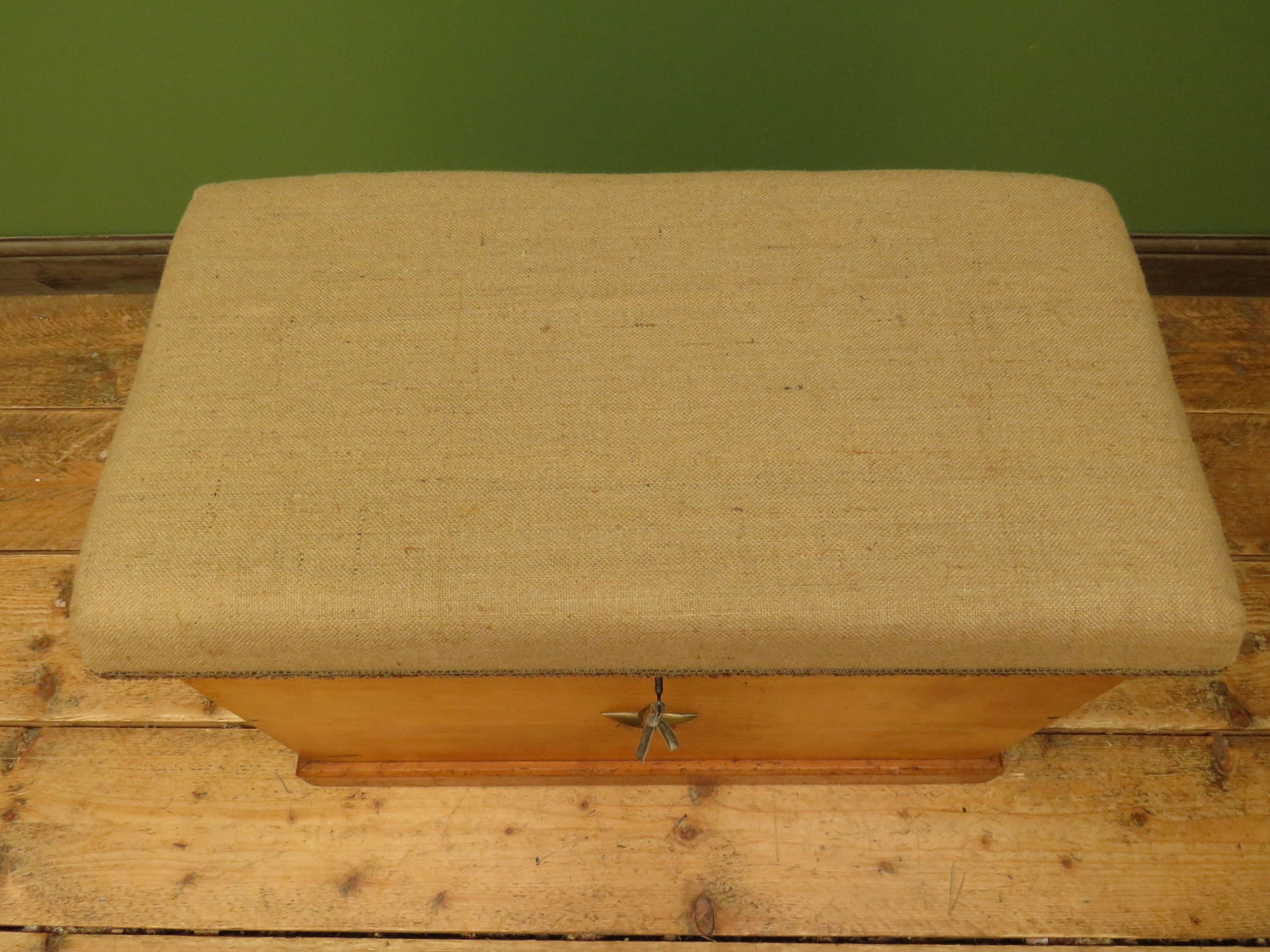 Nautical Blanket Box Storage Chest with Hessian Cushioned Top