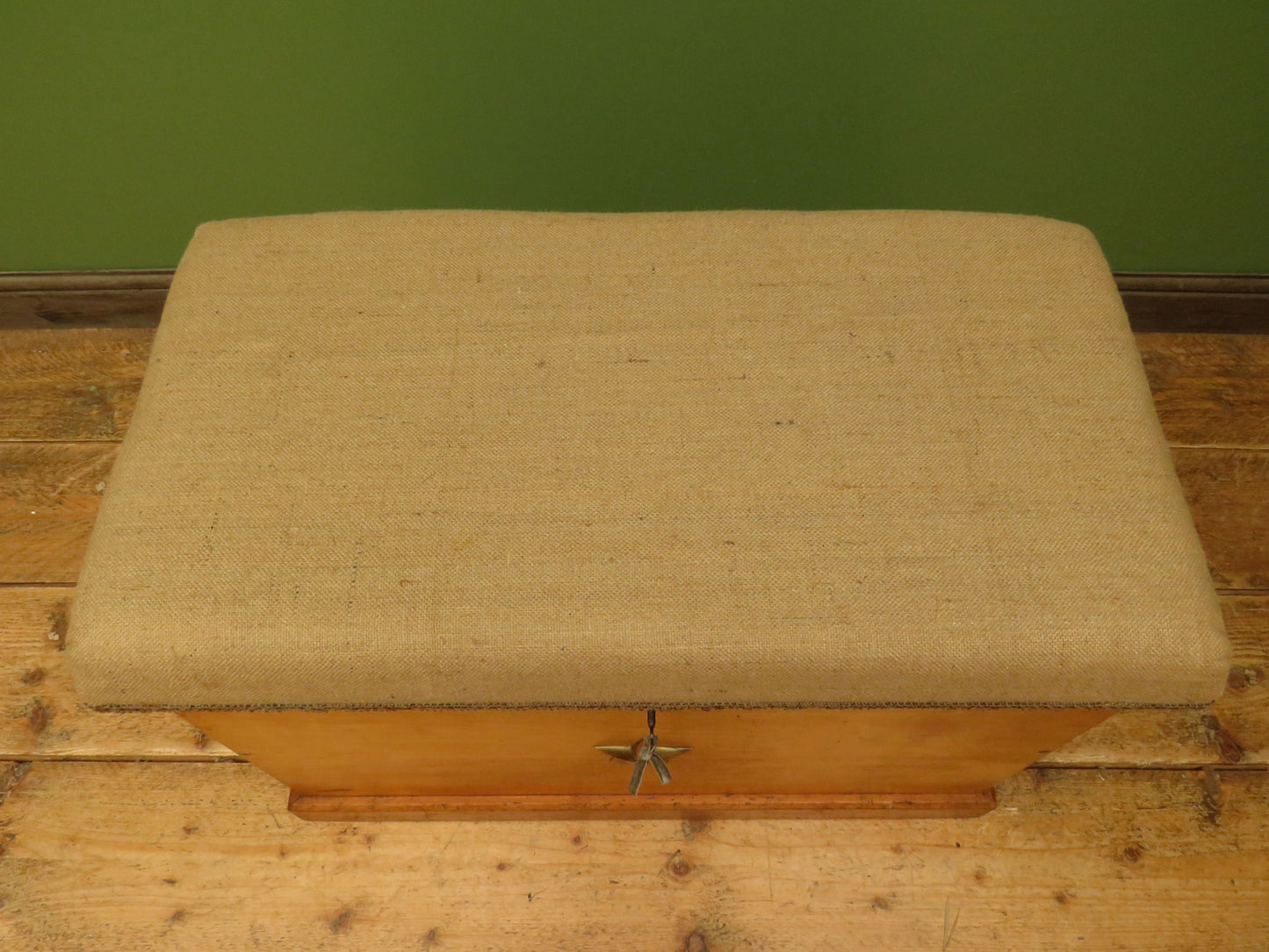 Nautical Blanket Box Storage Chest with Hessian Cushioned Top