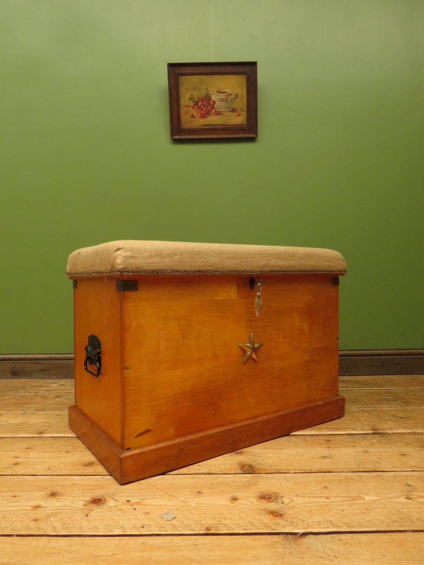 Nautical Blanket Box Storage Chest with Hessian Cushioned Top
