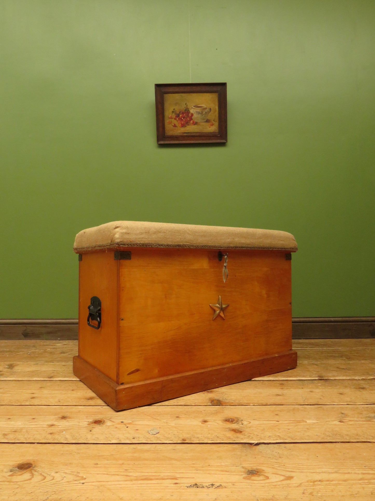 Nautical Blanket Box Storage Chest with Hessian Cushioned Top