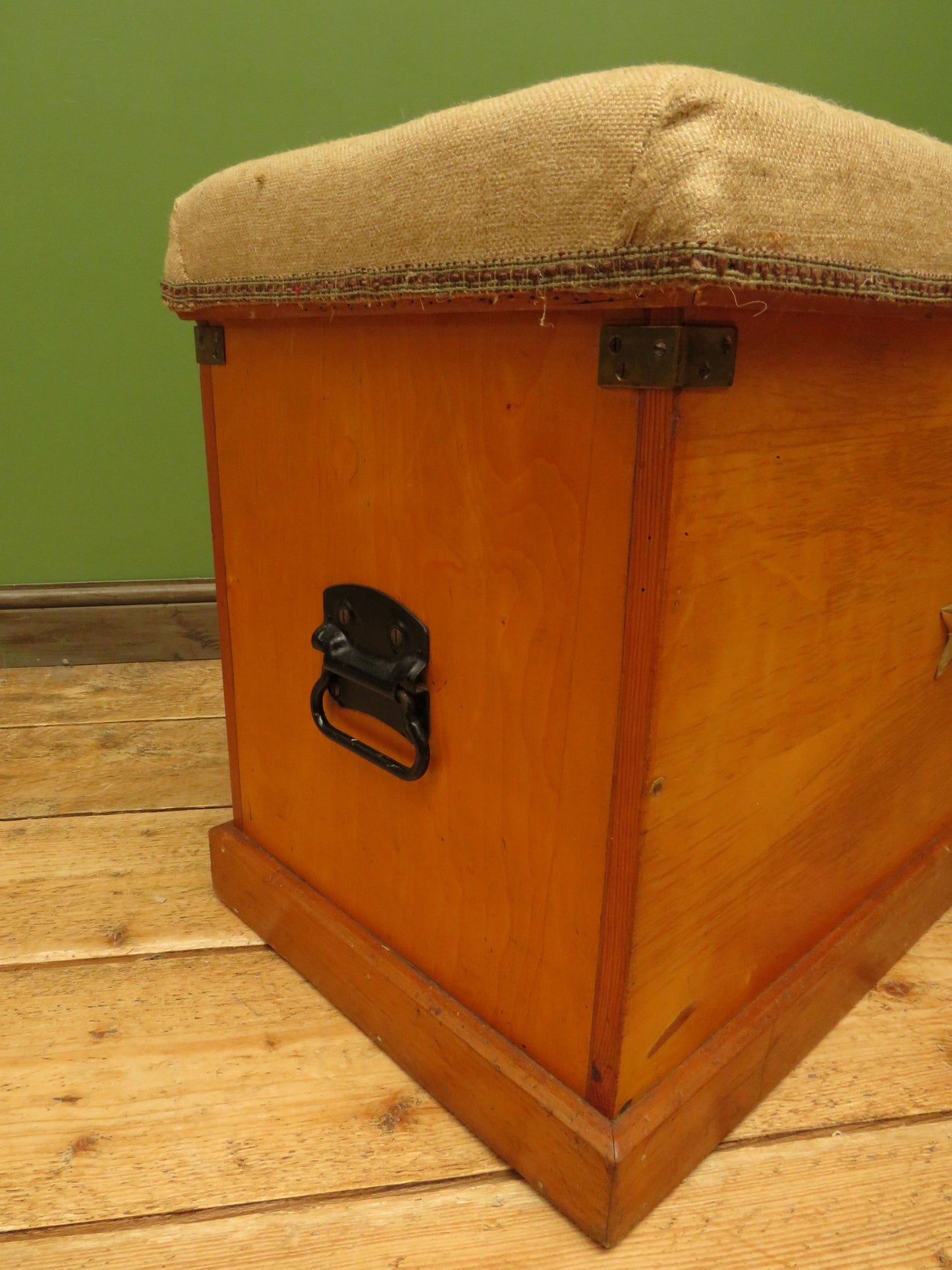 Nautical Blanket Box Storage Chest with Hessian Cushioned Top