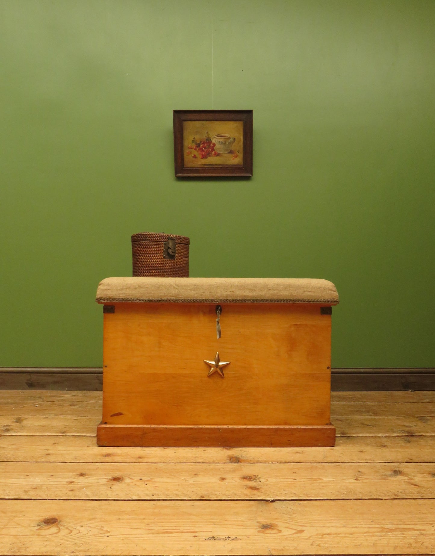 Nautical Blanket Box Storage Chest with Hessian Cushioned Top