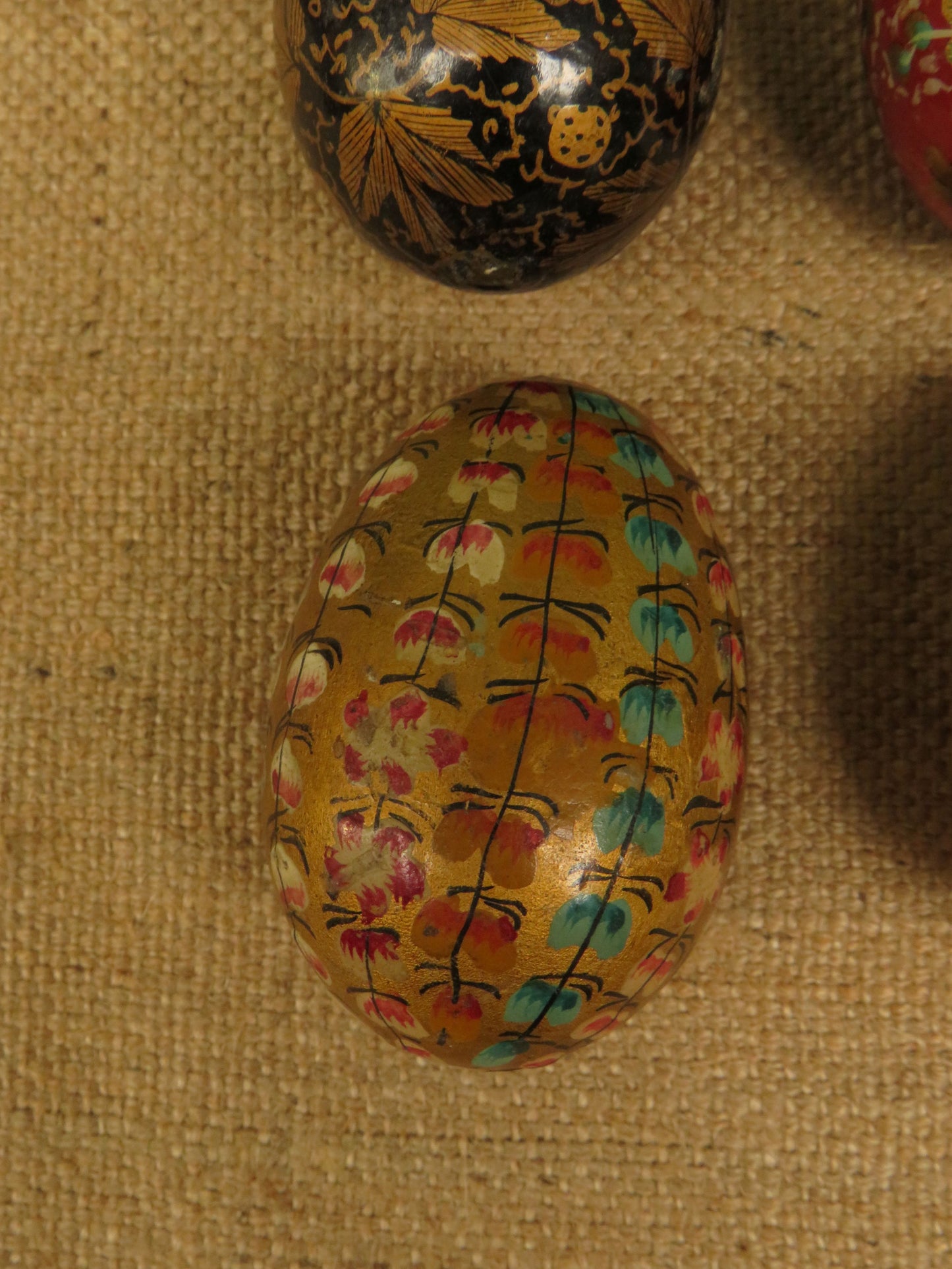 Vintage Indian paper-mache eggs x 5