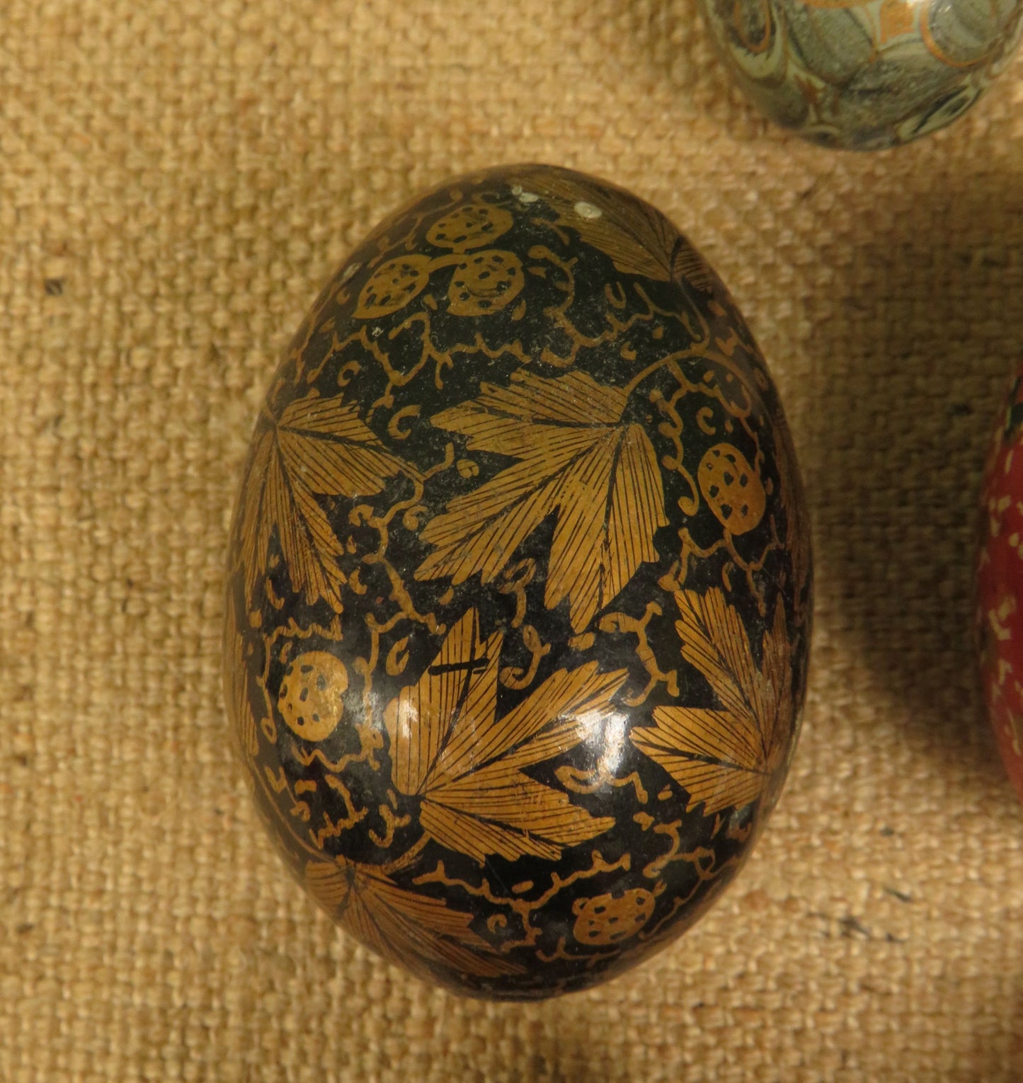 Vintage Indian paper-mache eggs x 5