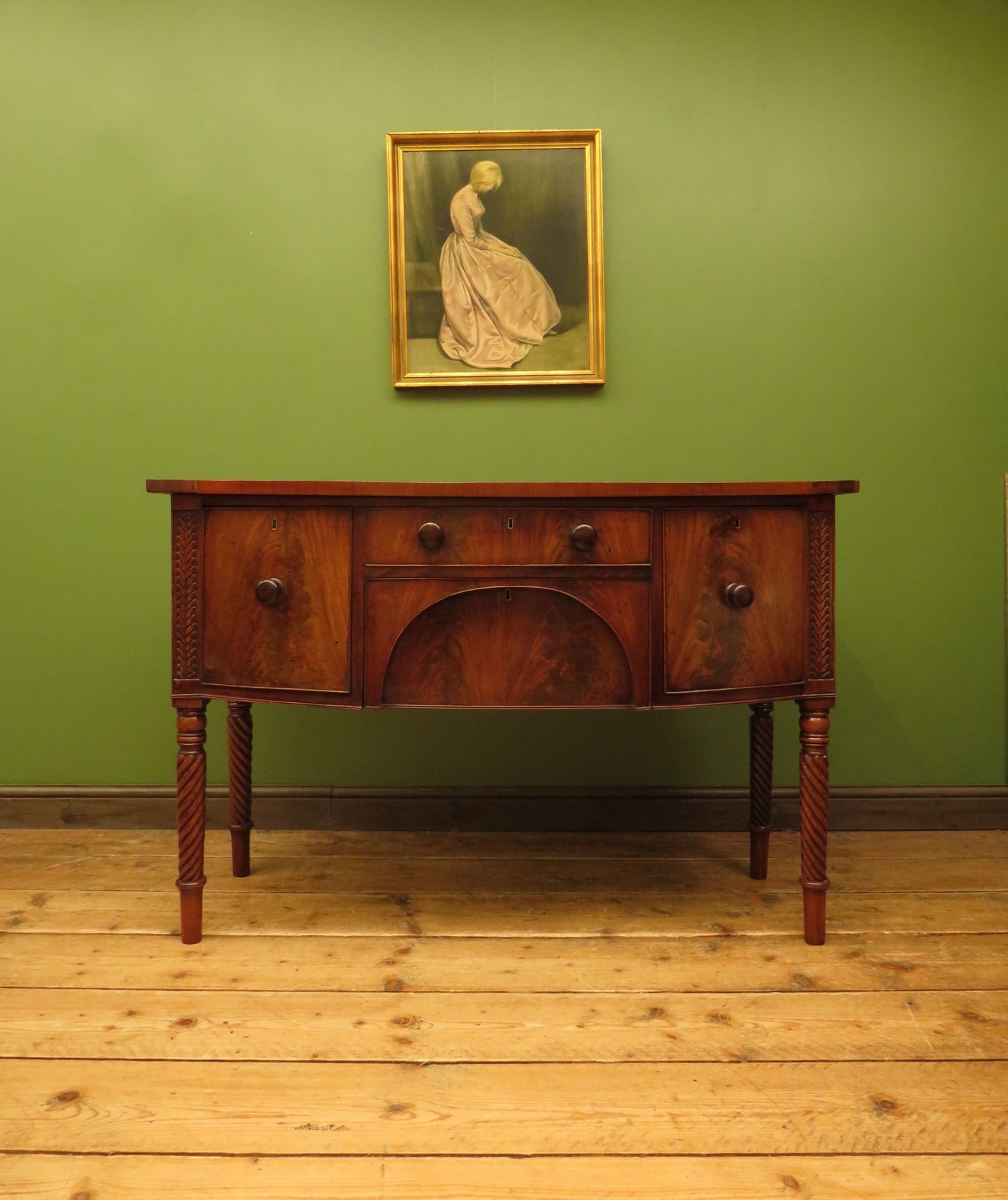 Elegant Antique Regency Bow Front Sideboard