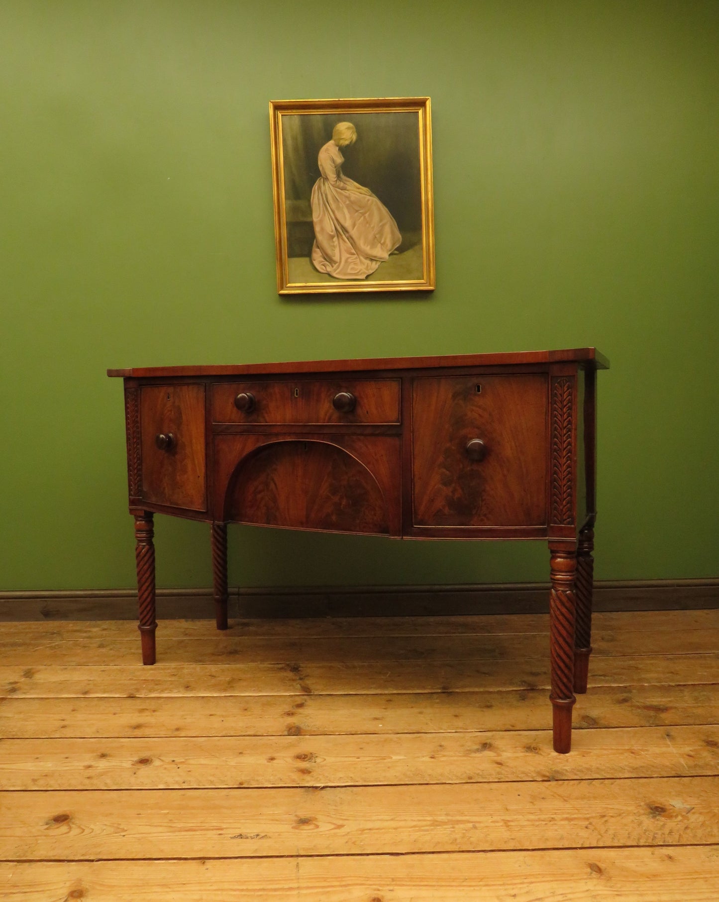 Elegant Antique Regency Bow Front Sideboard