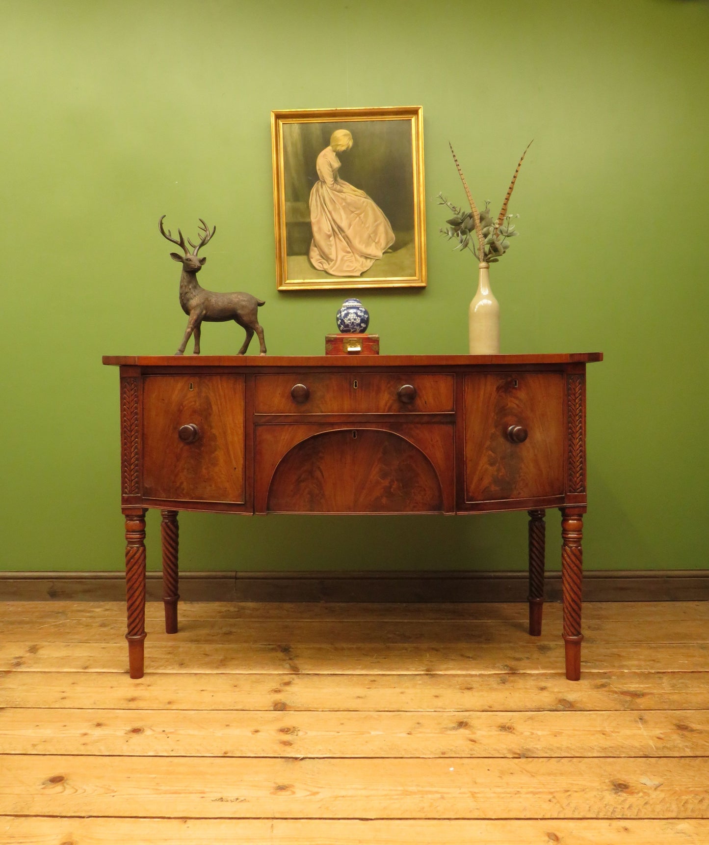 Elegant Antique Regency Bow Front Sideboard