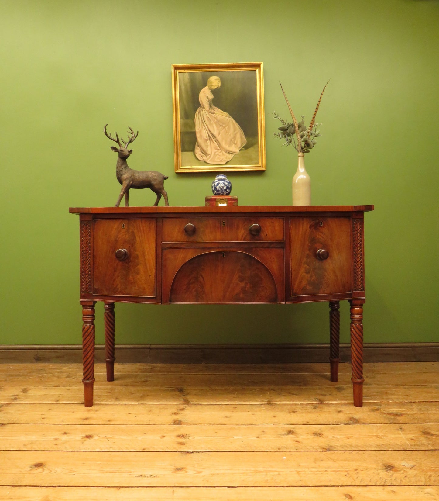 Elegant Antique Regency Bow Front Sideboard