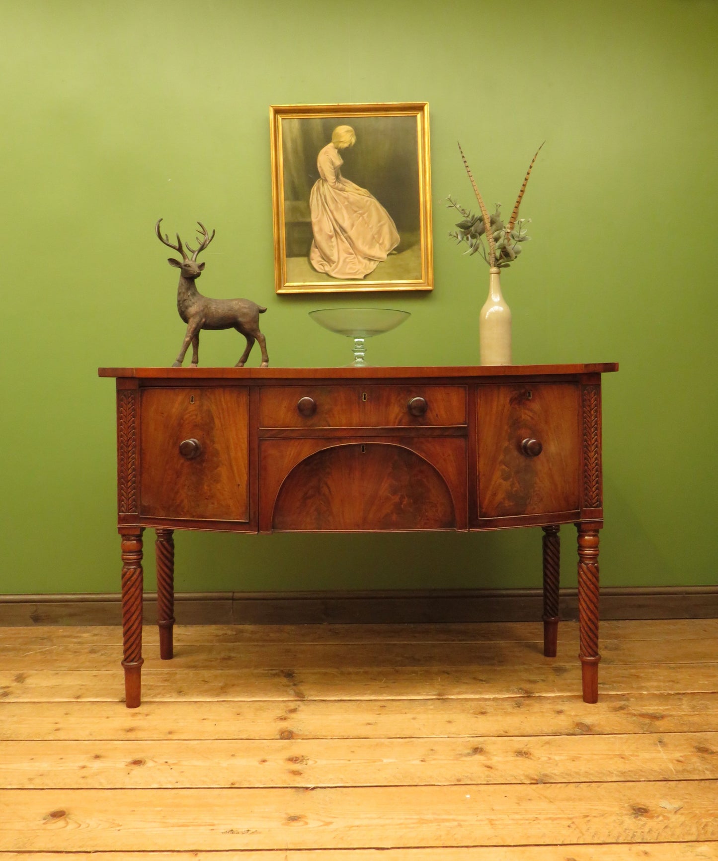 Elegant Antique Regency Bow Front Sideboard