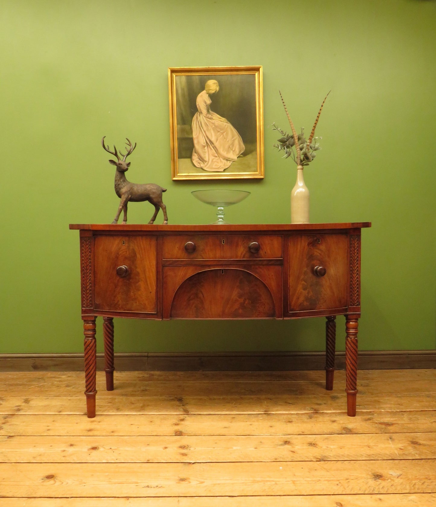 Elegant Antique Regency Bow Front Sideboard