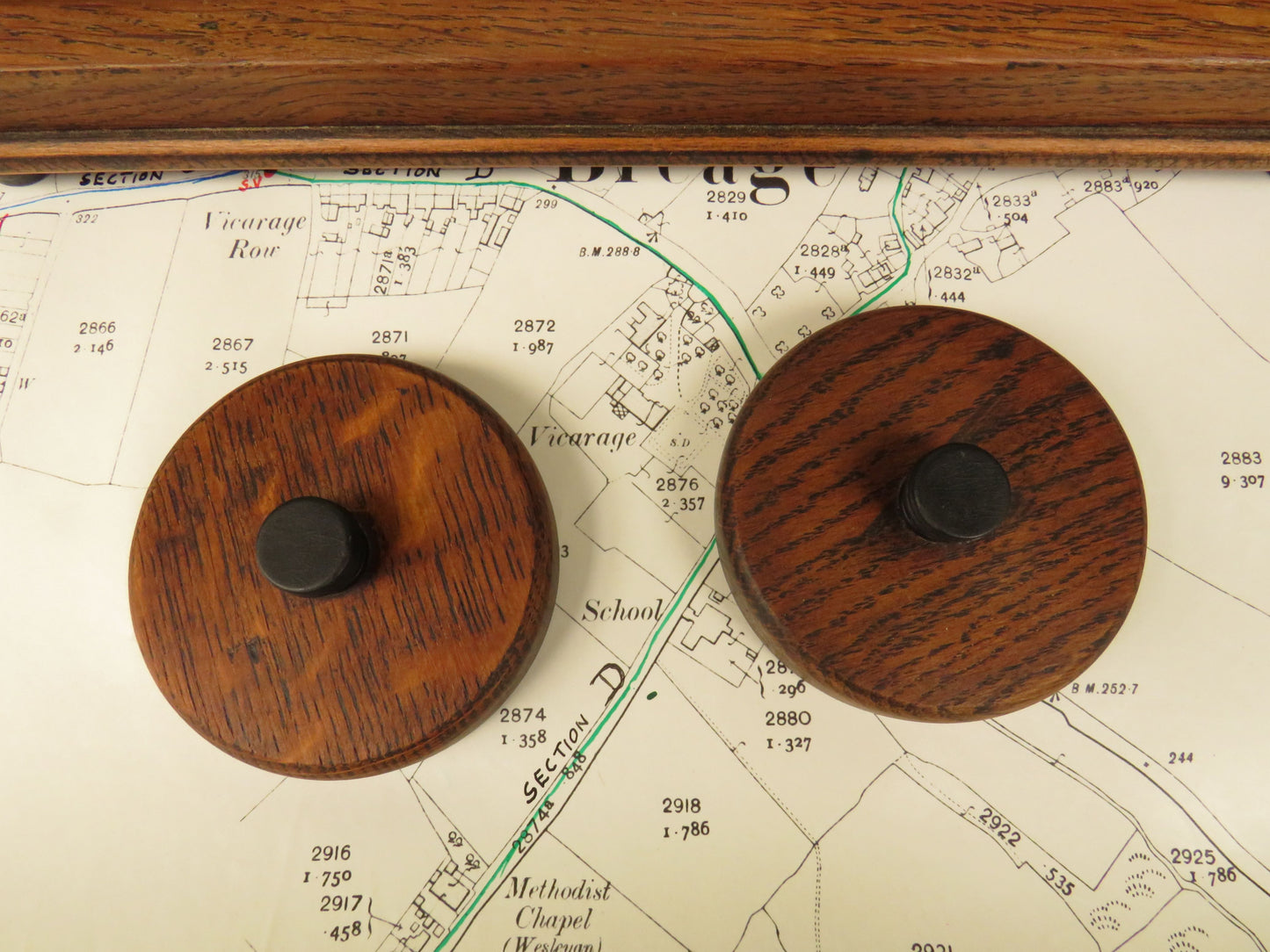 1930s Oak Ink Stand with Glass Inkwells