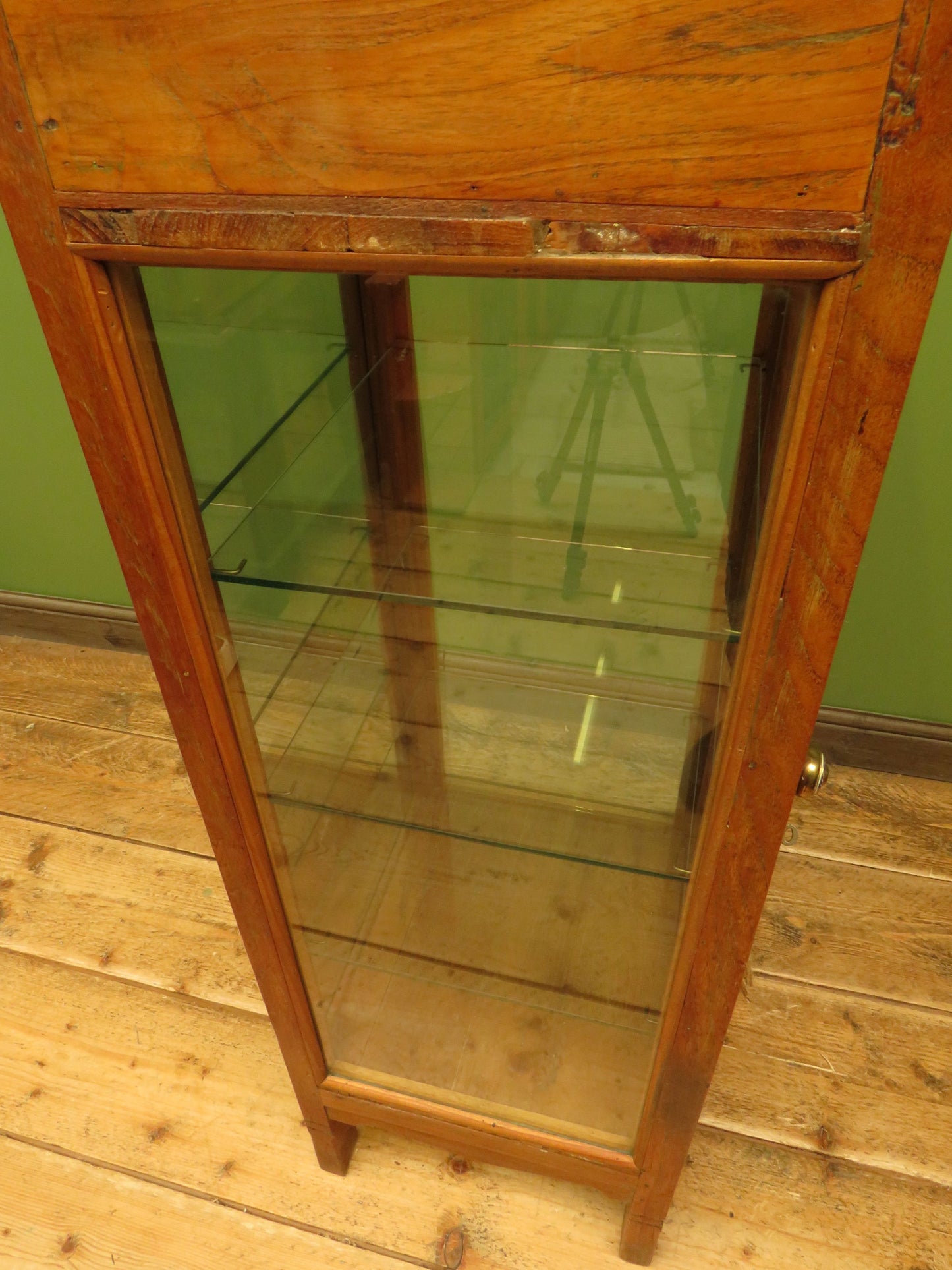 Antique Vitrine Display Cabinet with mirrored back and glass shelves