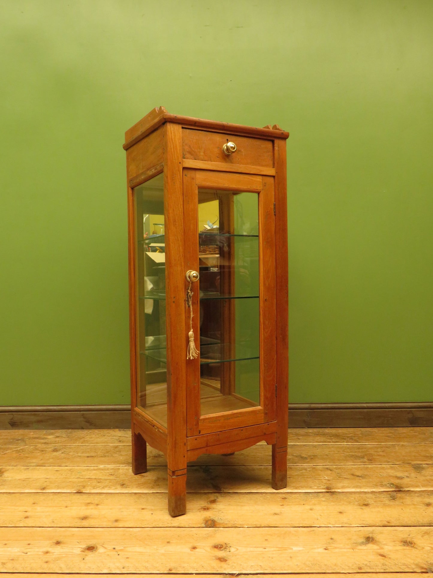 Antique Vitrine Display Cabinet with mirrored back and glass shelves