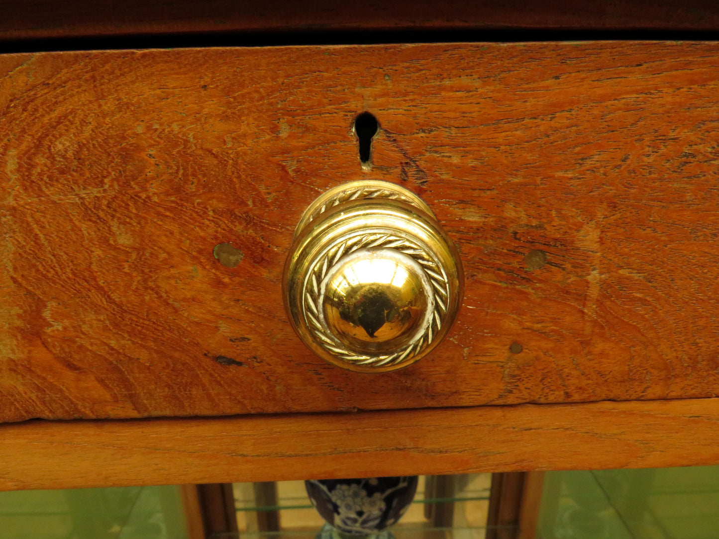 Antique Vitrine Display Cabinet with mirrored back and glass shelves