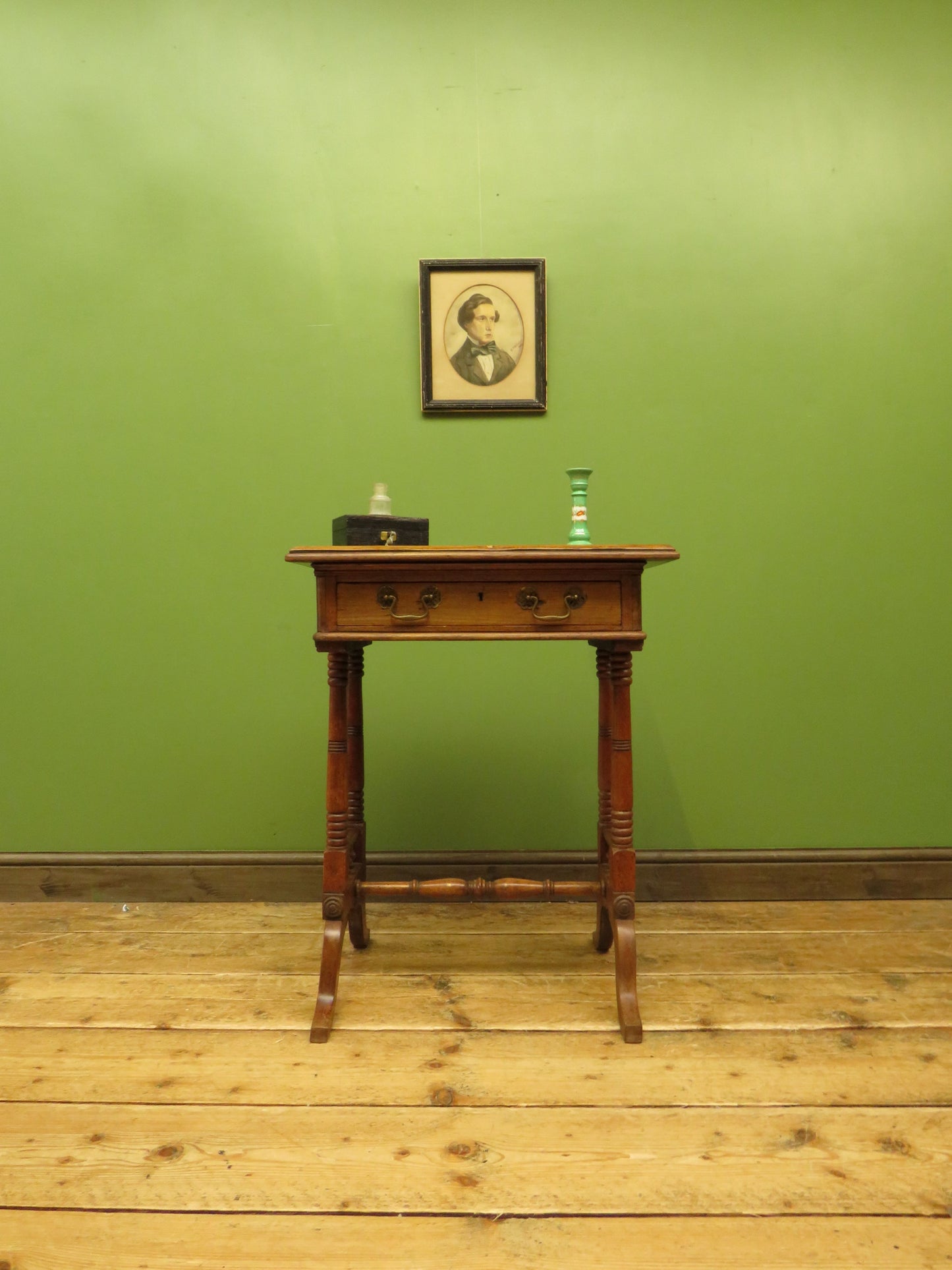 Trinity House Style Work Table with Inlaid Ship & signature H.Larsen, 1911