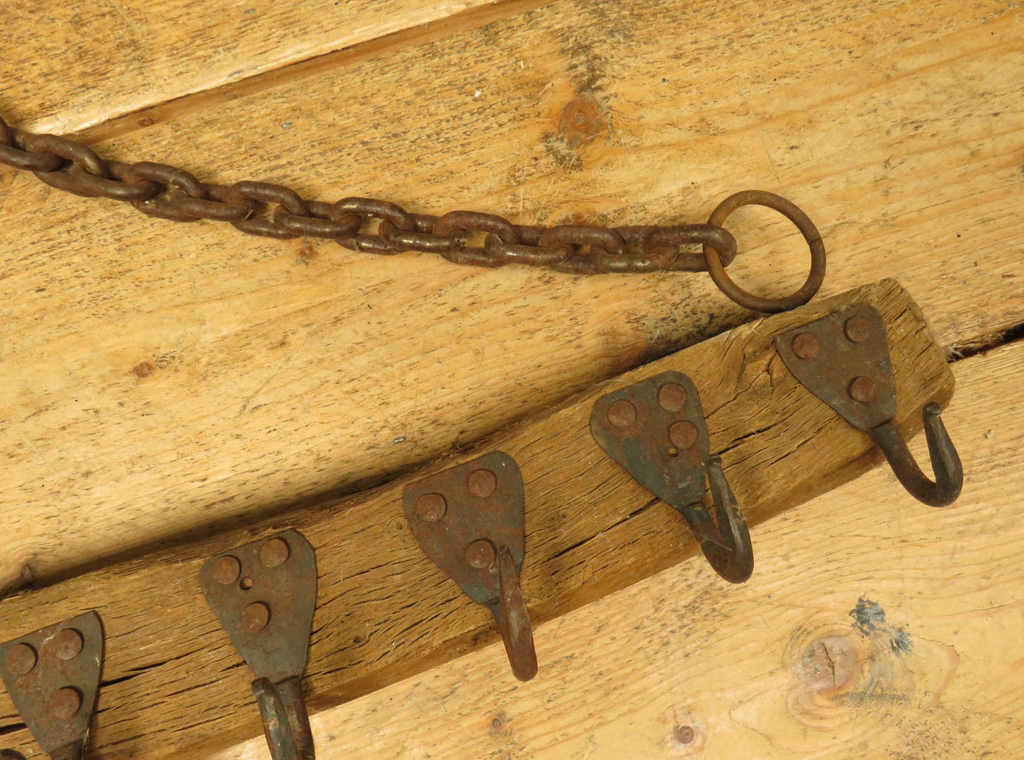 Rustic Primitive Wooden Farming Thingamabob with Hooks