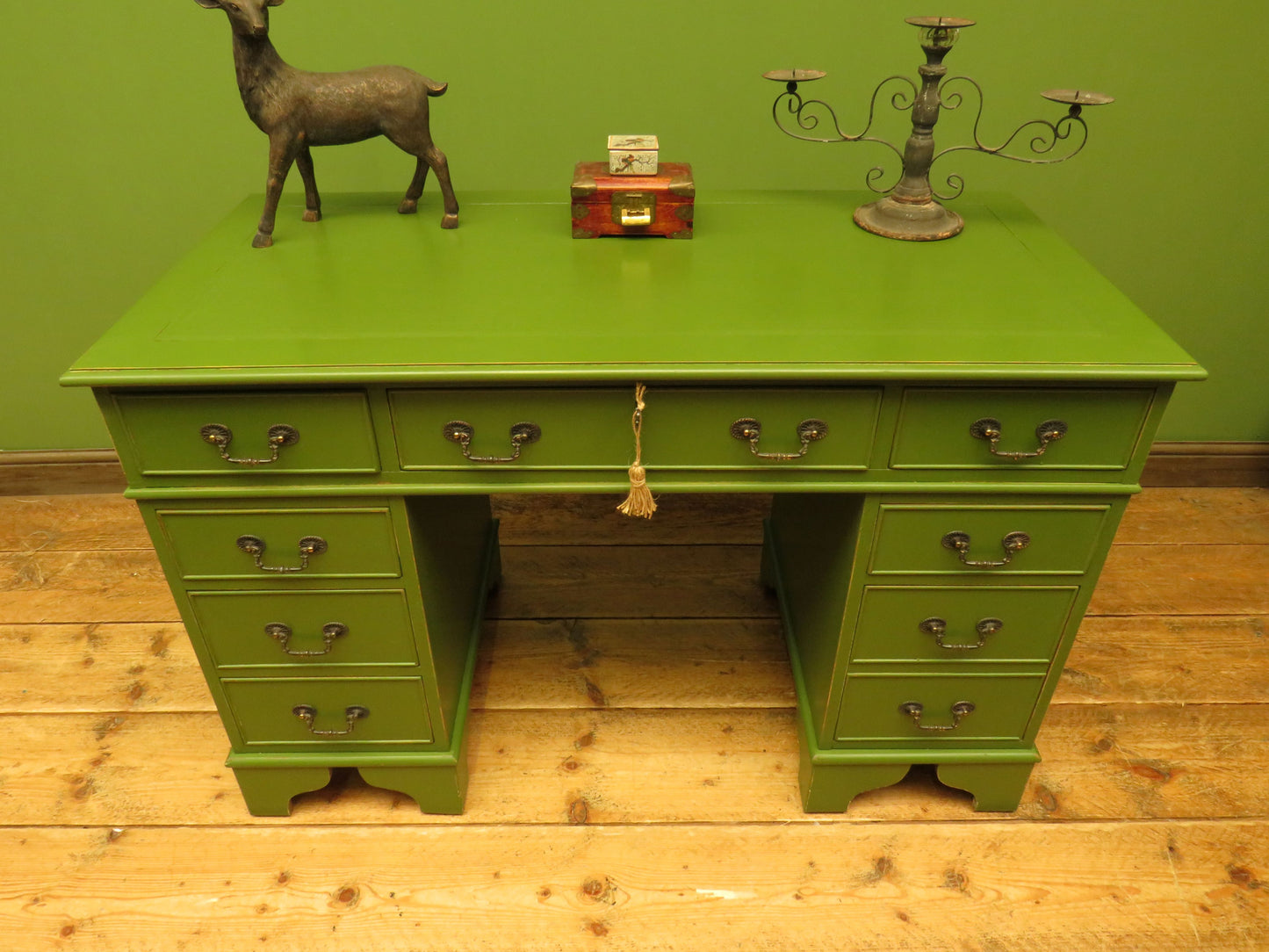 Green Pedestal Desk in three parts