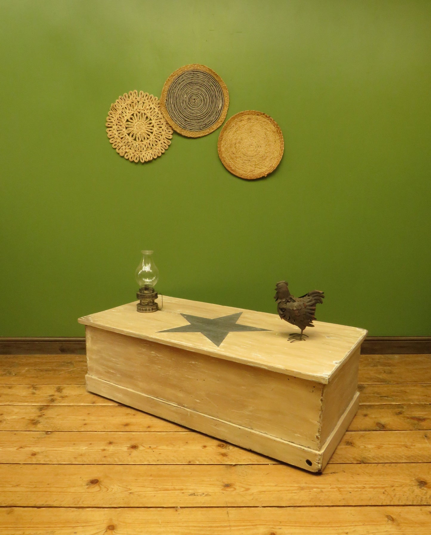 Folk Art Painted Blanket Box with Barn Star Design