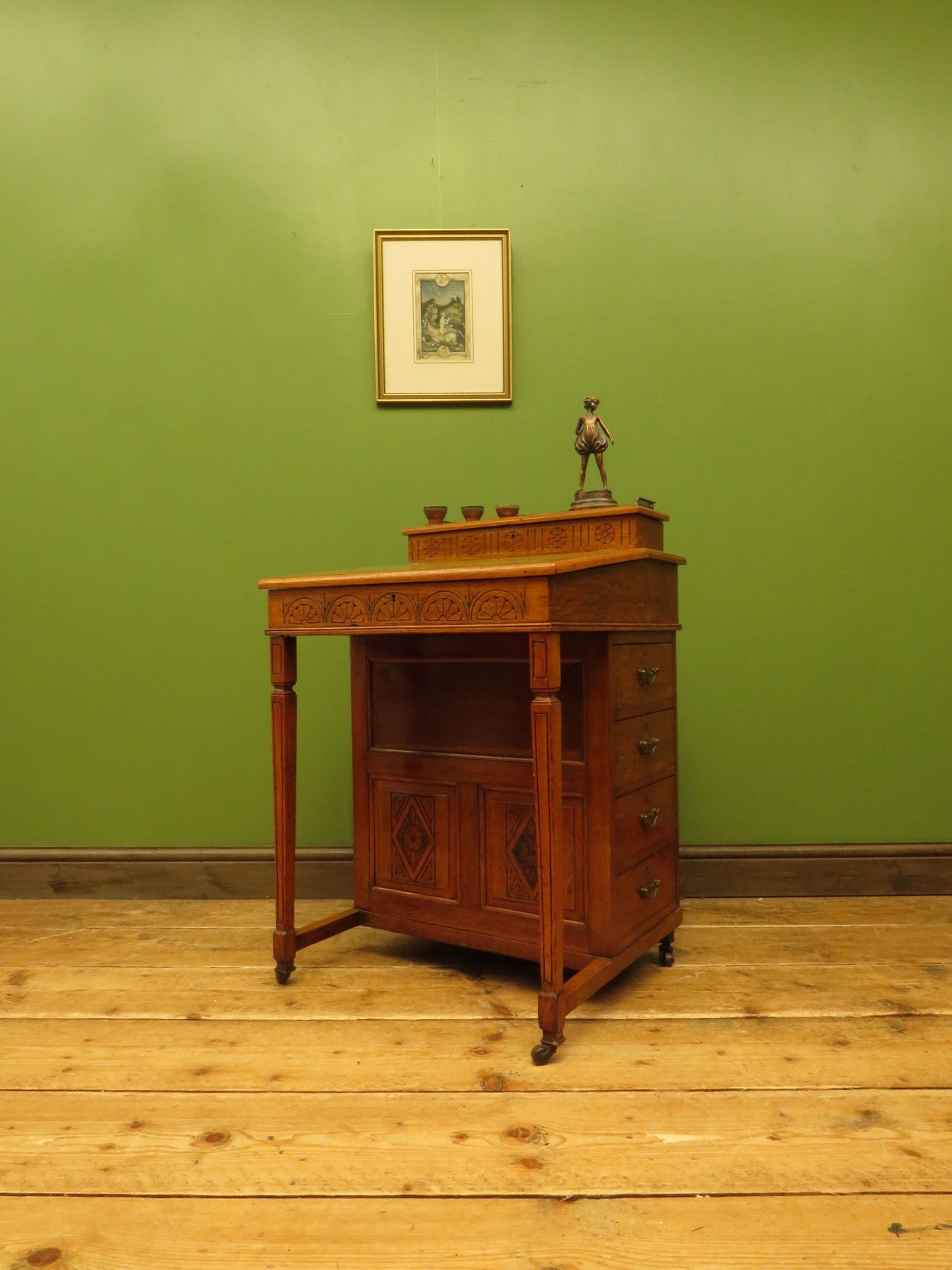 Antique Davenport with Leather top