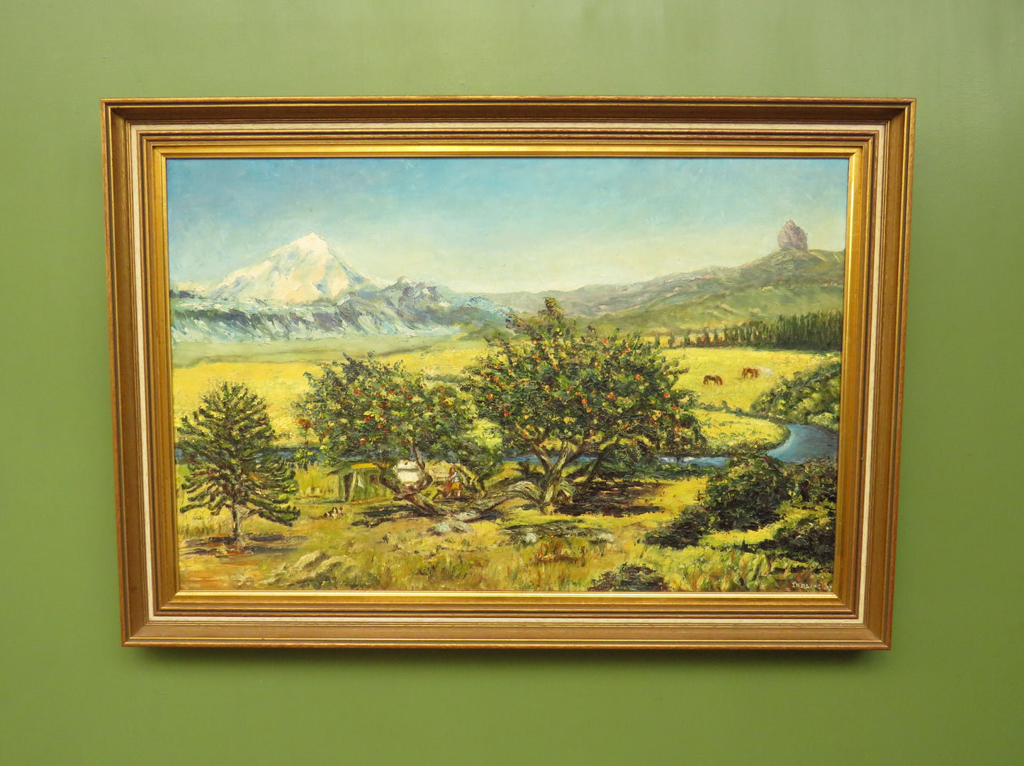 Vintage Framed Oil On Board, Argentina, Provincia del Neuquen, 1989