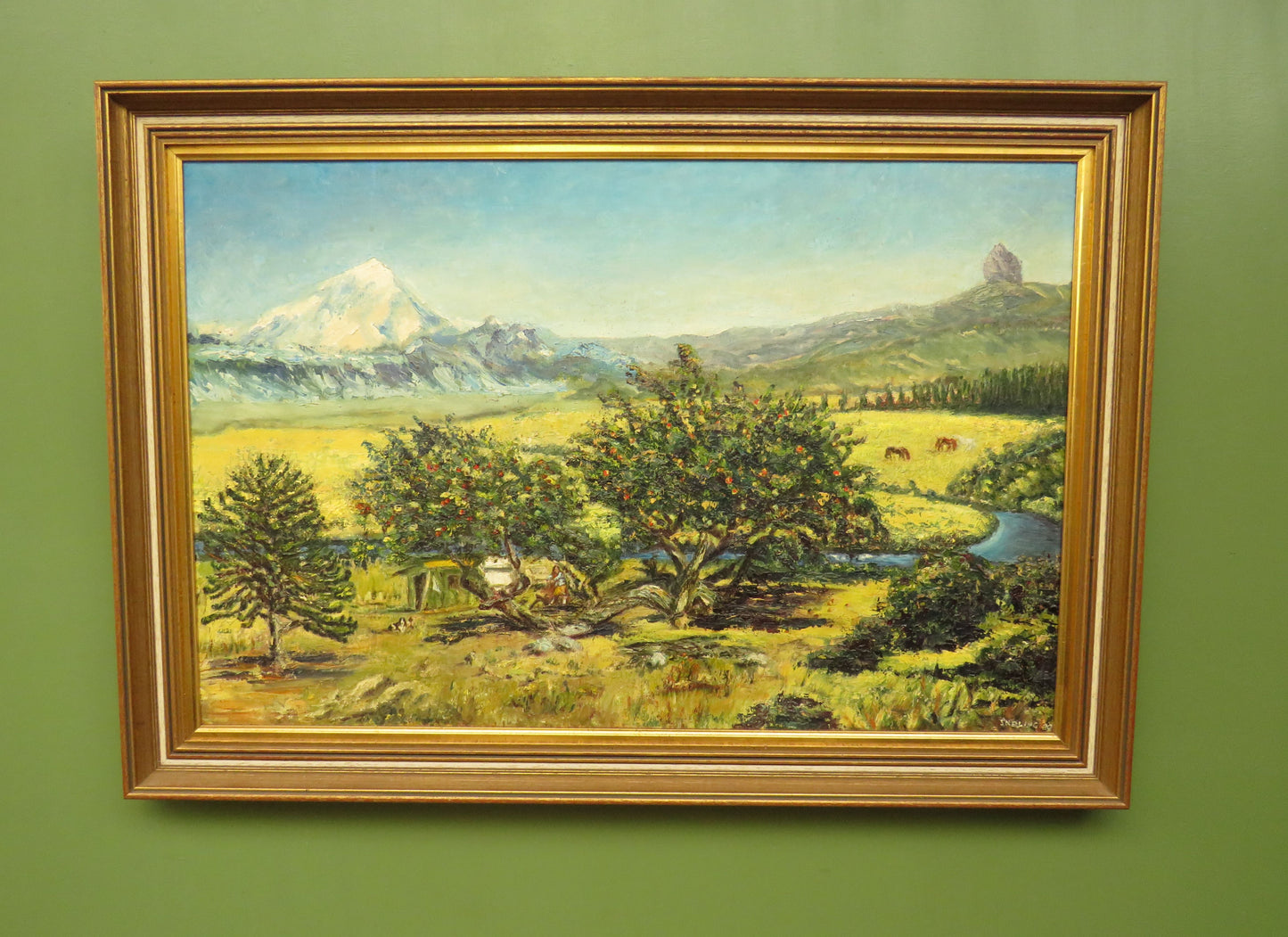 Vintage Framed Oil On Board, Argentina, Provincia del Neuquen, 1989