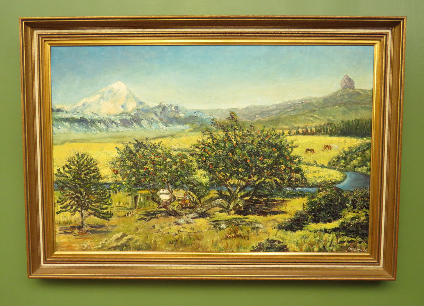 Vintage Framed Oil On Board, Argentina, Provincia del Neuquen, 1989